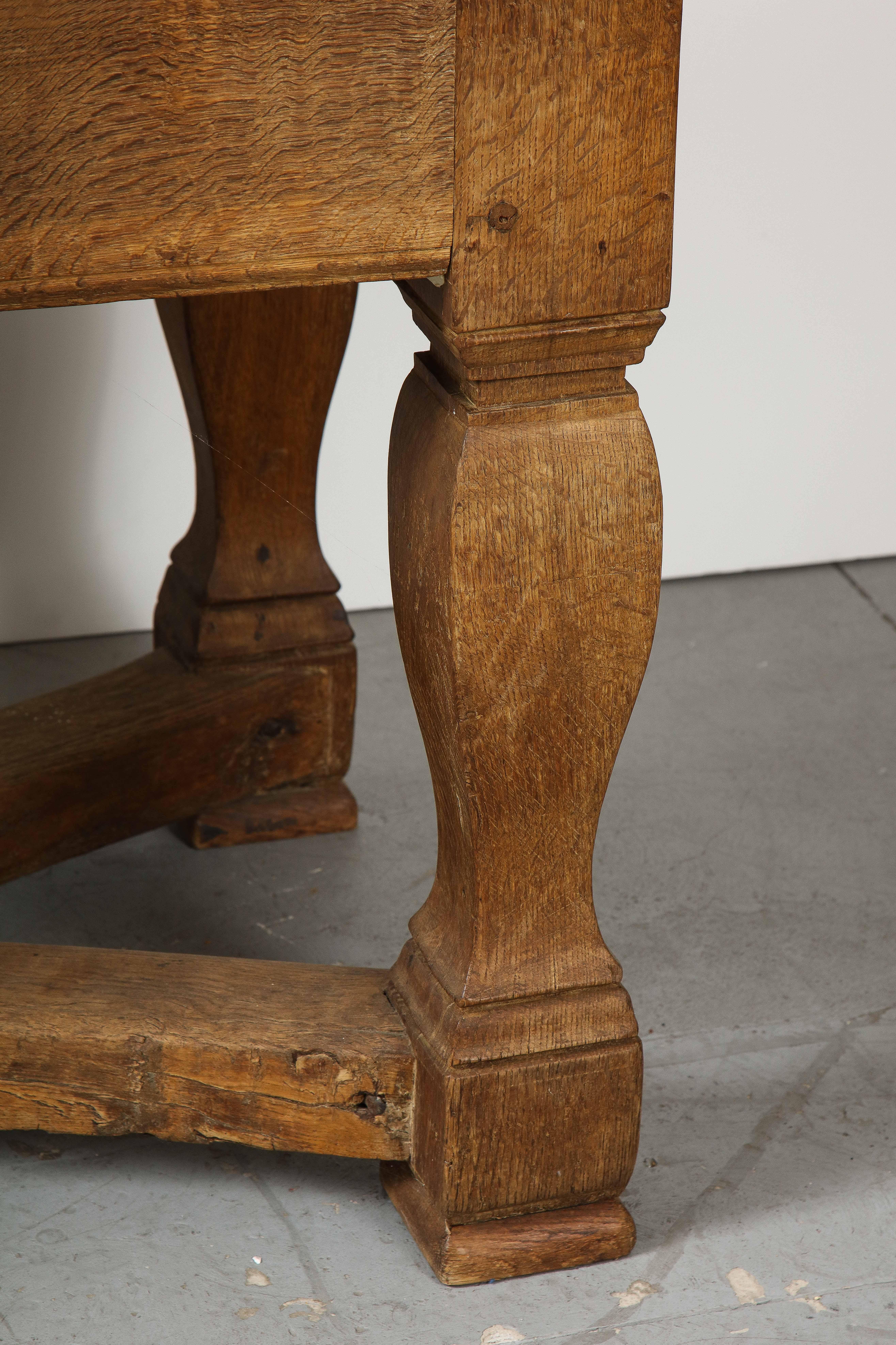  18th C. Swedish Stone Top Table w/ Drawer & Oak Stretcher Base, Sweden, c. 1750 In Good Condition In Brooklyn, NY