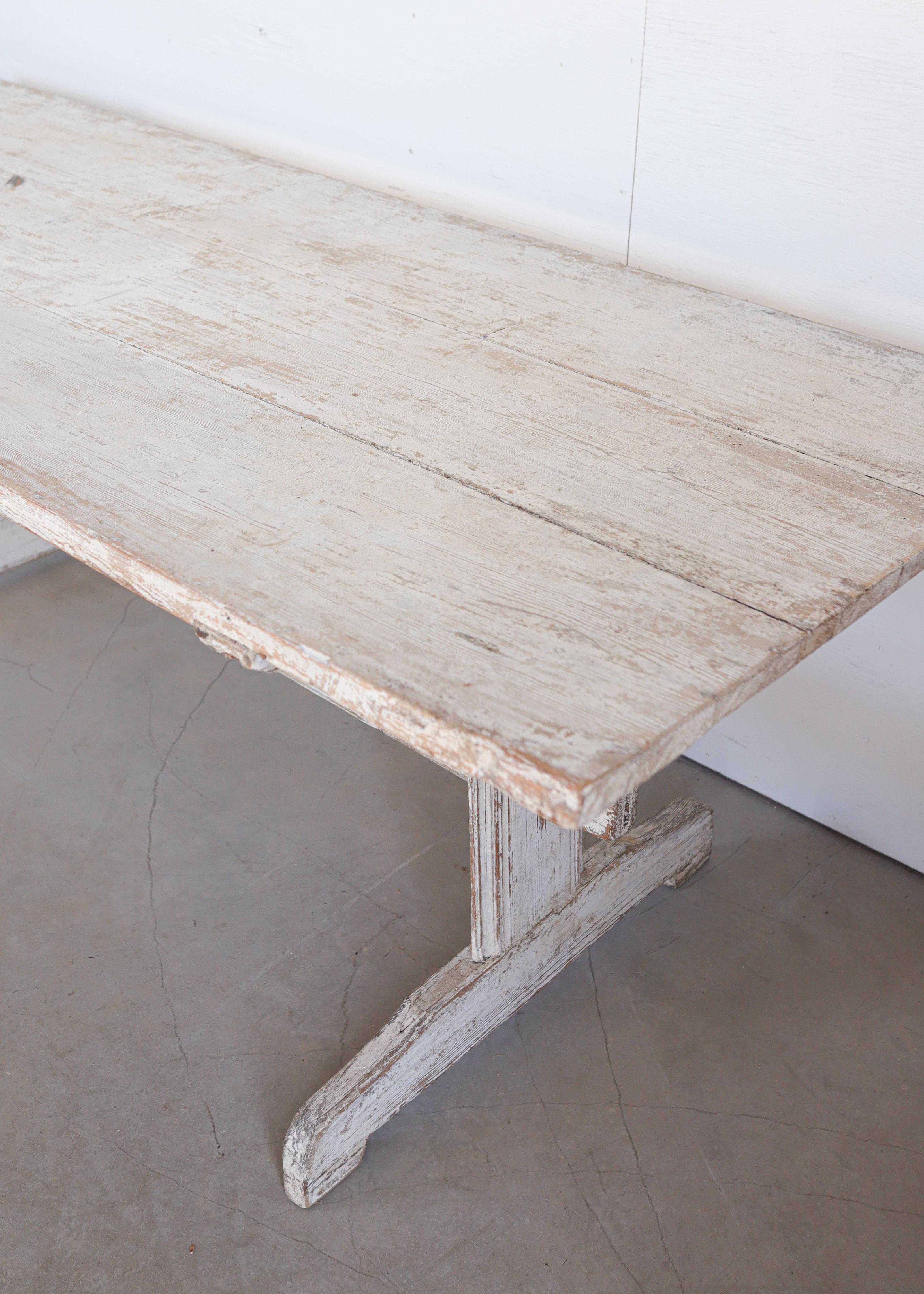 18th c. Swedish Stretcher Table Made from Nordic Pine In Good Condition For Sale In Atlanta, GA