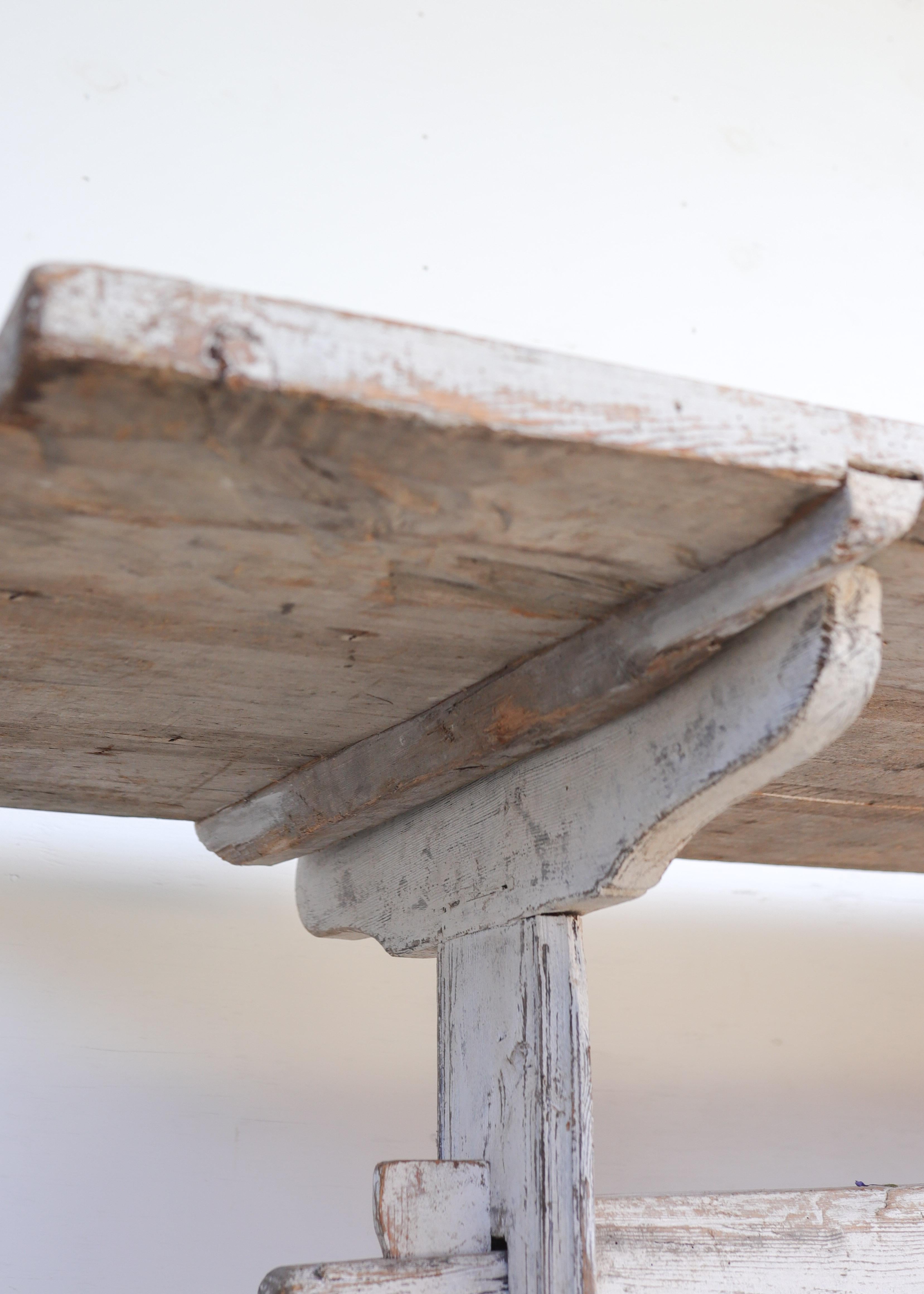 18th c. Swedish Stretcher Table Made from Nordic Pine For Sale 2