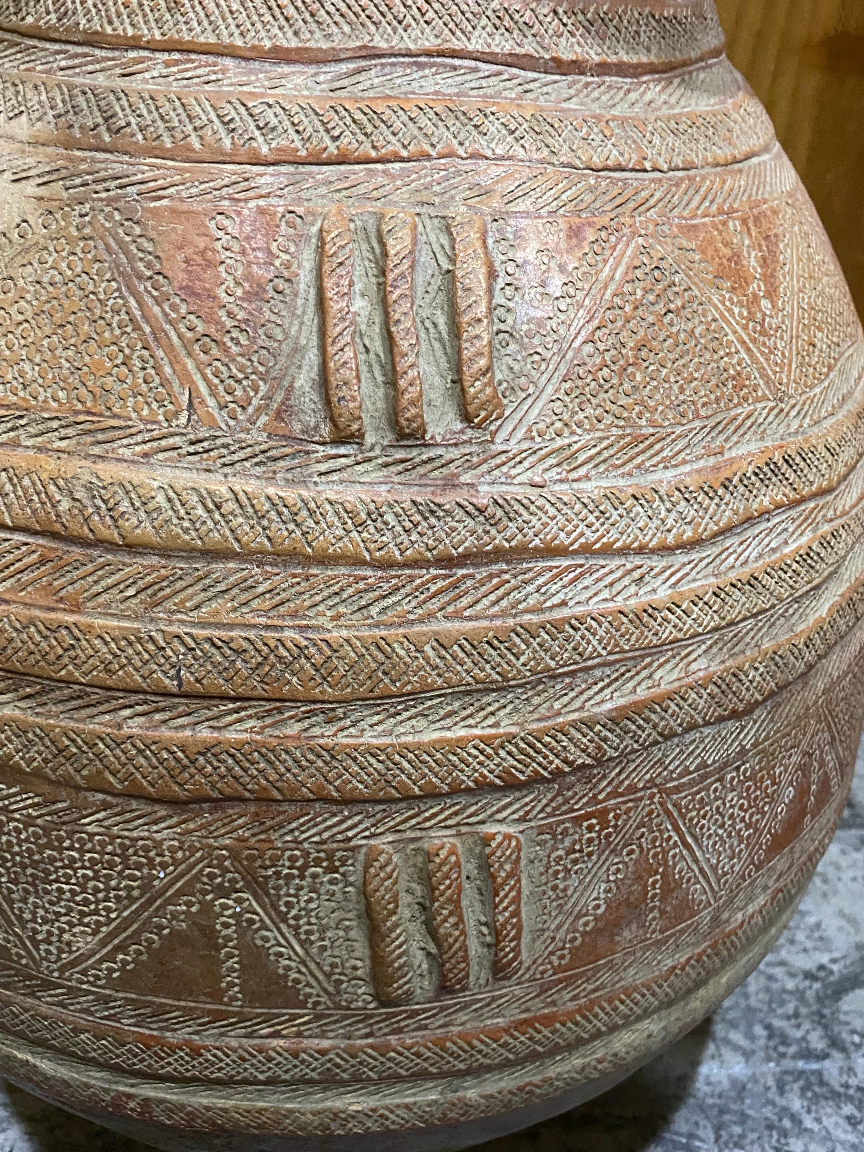 18th C. Terracotta Jar with Incised Design 7
