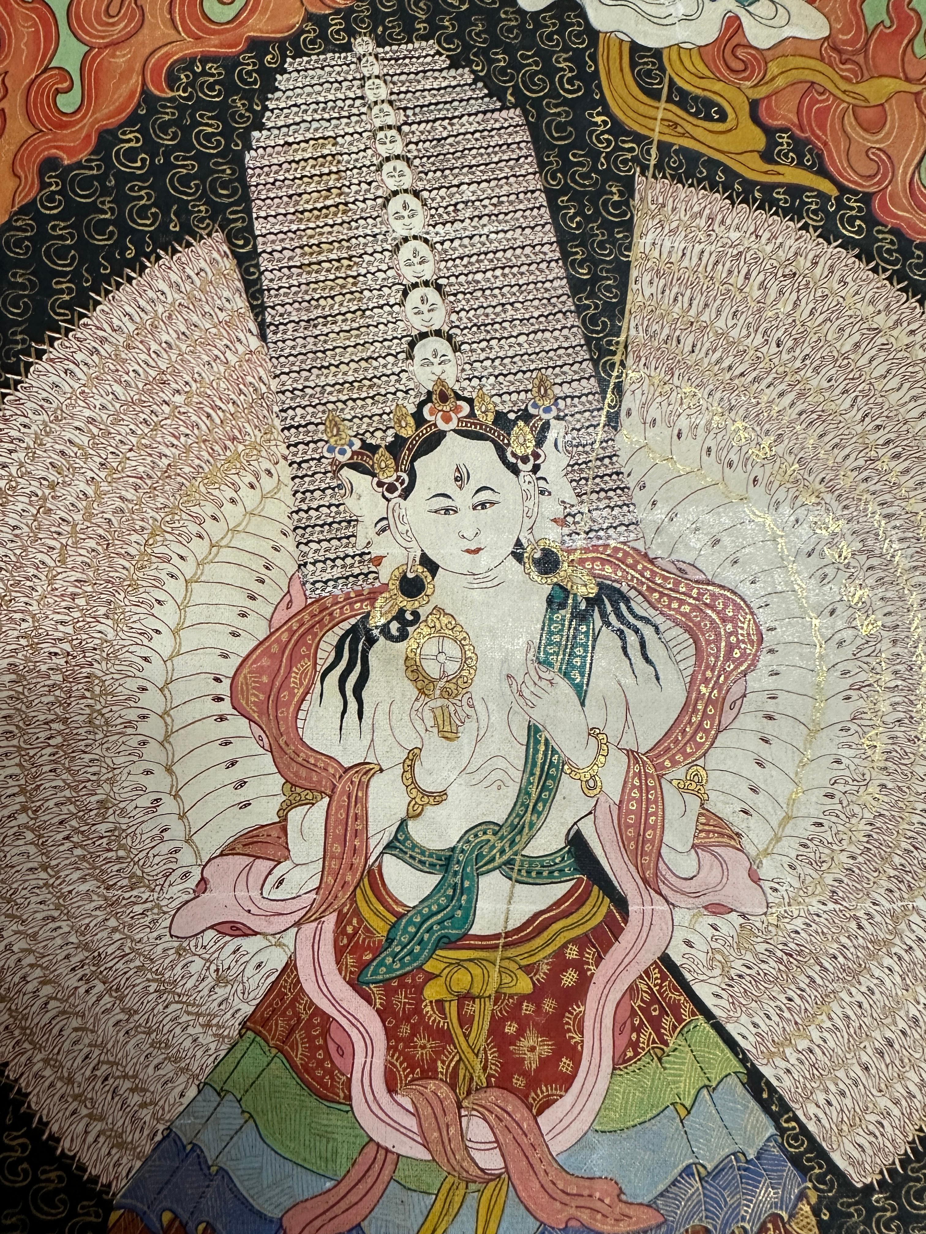 18th C Tibetan School Buddhist Painting of Sitatapatra For Sale 4