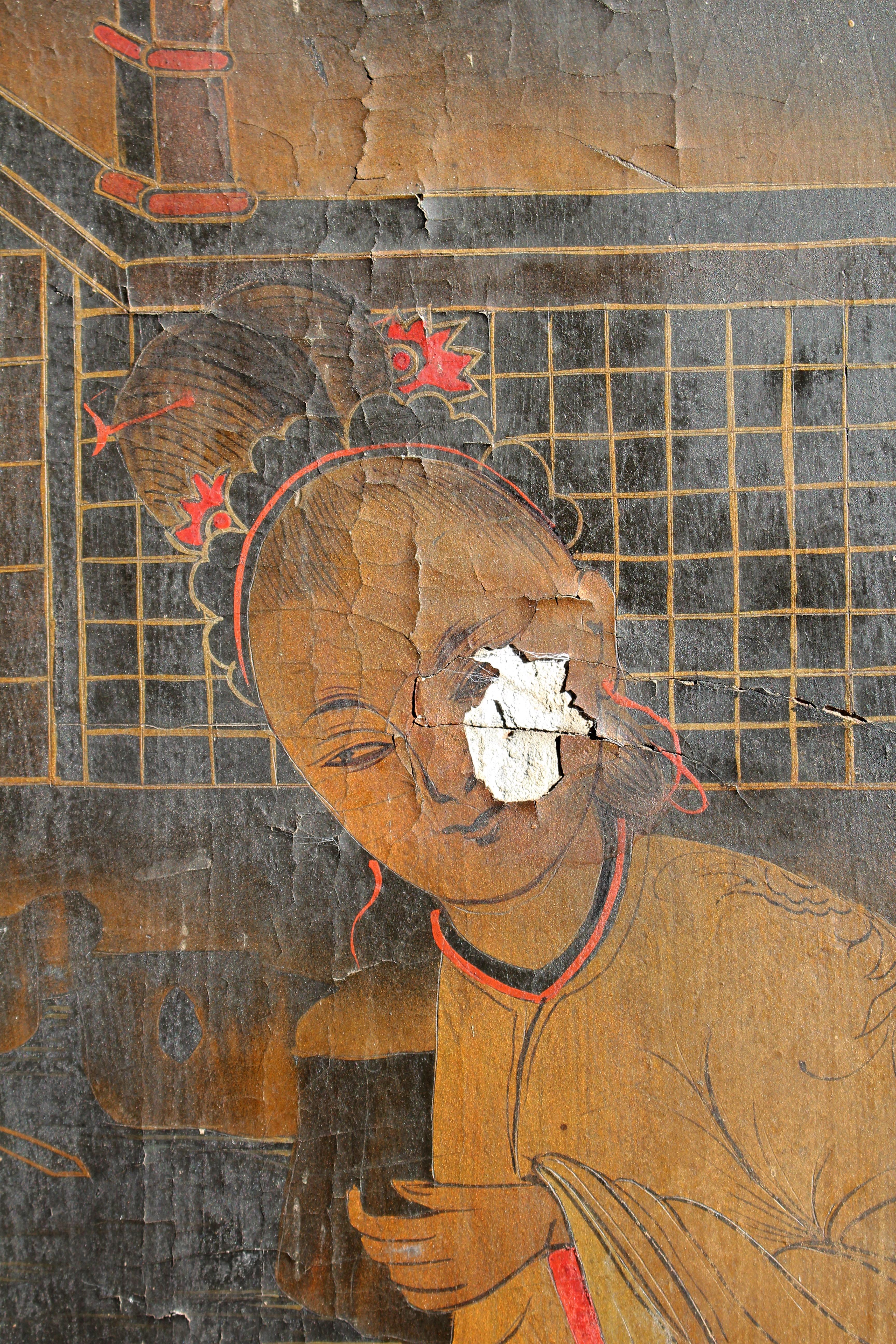 18th C Trio of Large Lacquered Japanned Furniture Panels Faded Grandeur For Sale 5