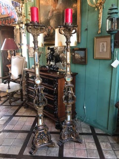 Venetian Carved Giltwood light Torchiere Candleholder Floor Lamp Collectible LA