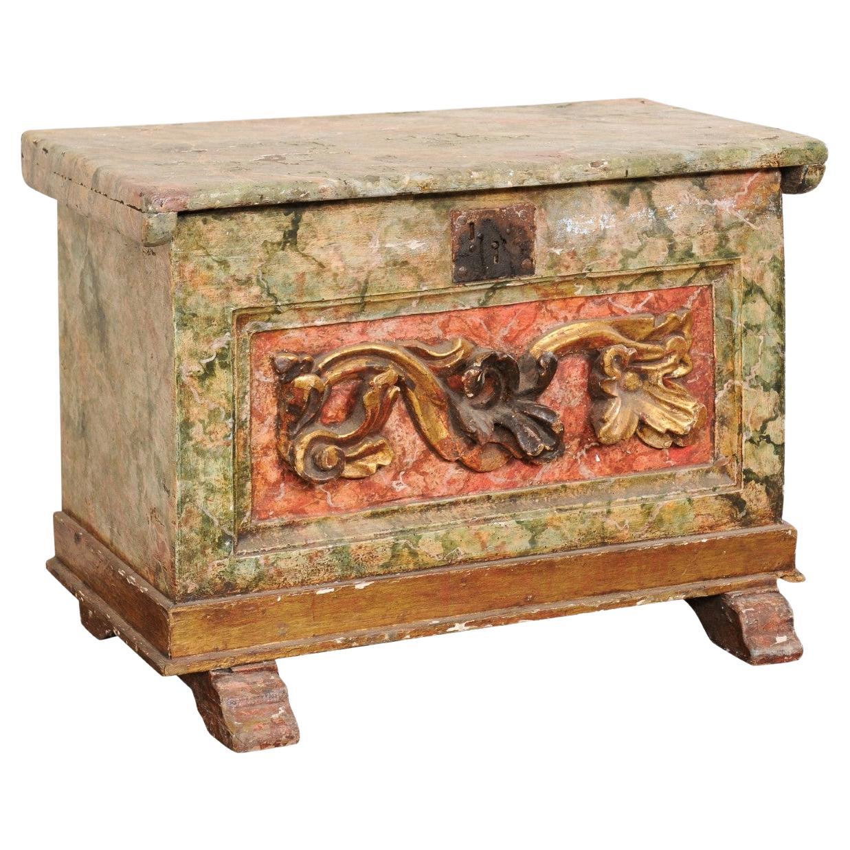 18th C. Venetian Italian Wood Box w/its Original Finish, 26.5" Wide For Sale
