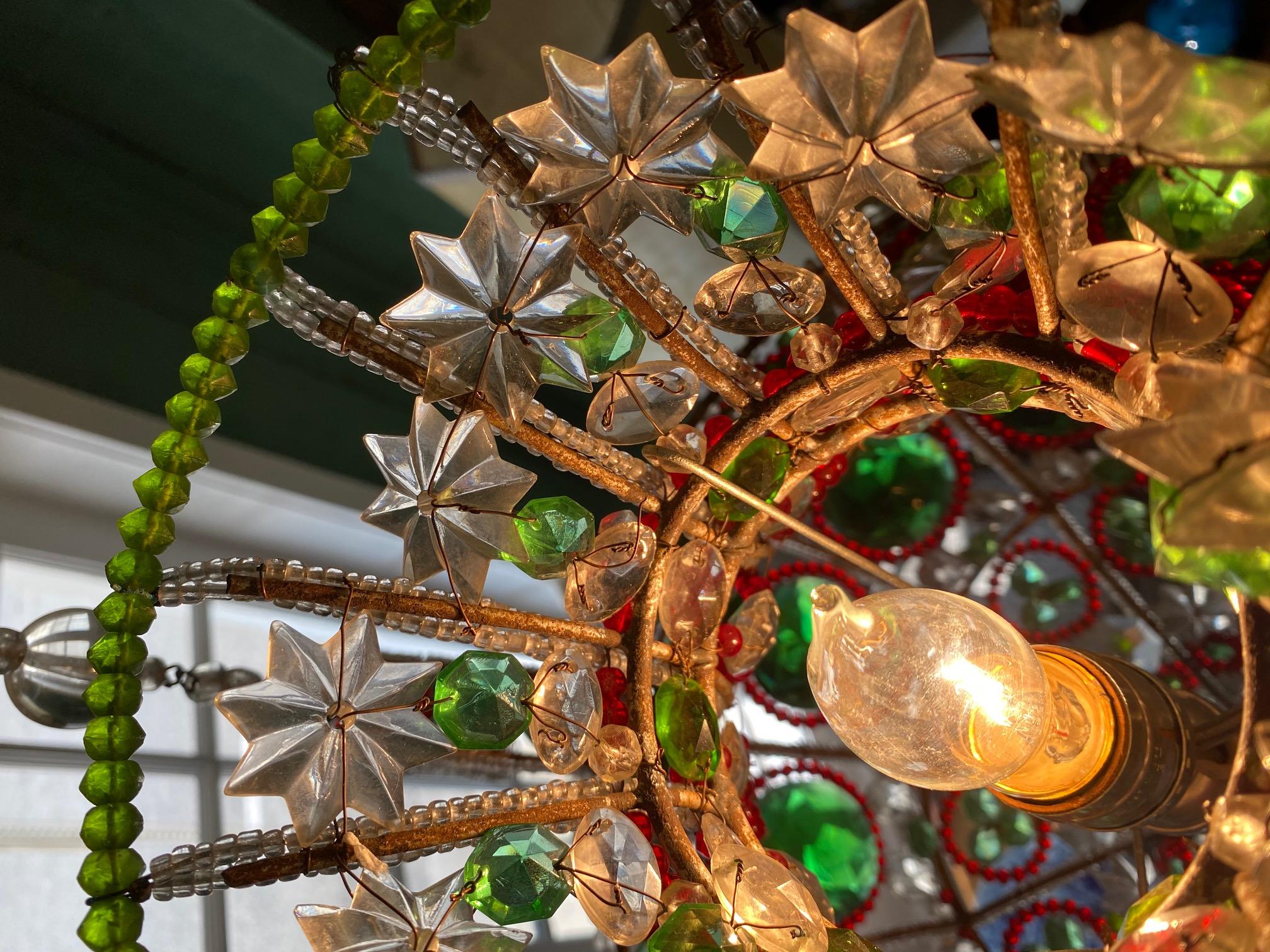 Antique Venetian Pendant Chandelier Ceiling Hanging Glass Lantern Light 18th C For Sale 3