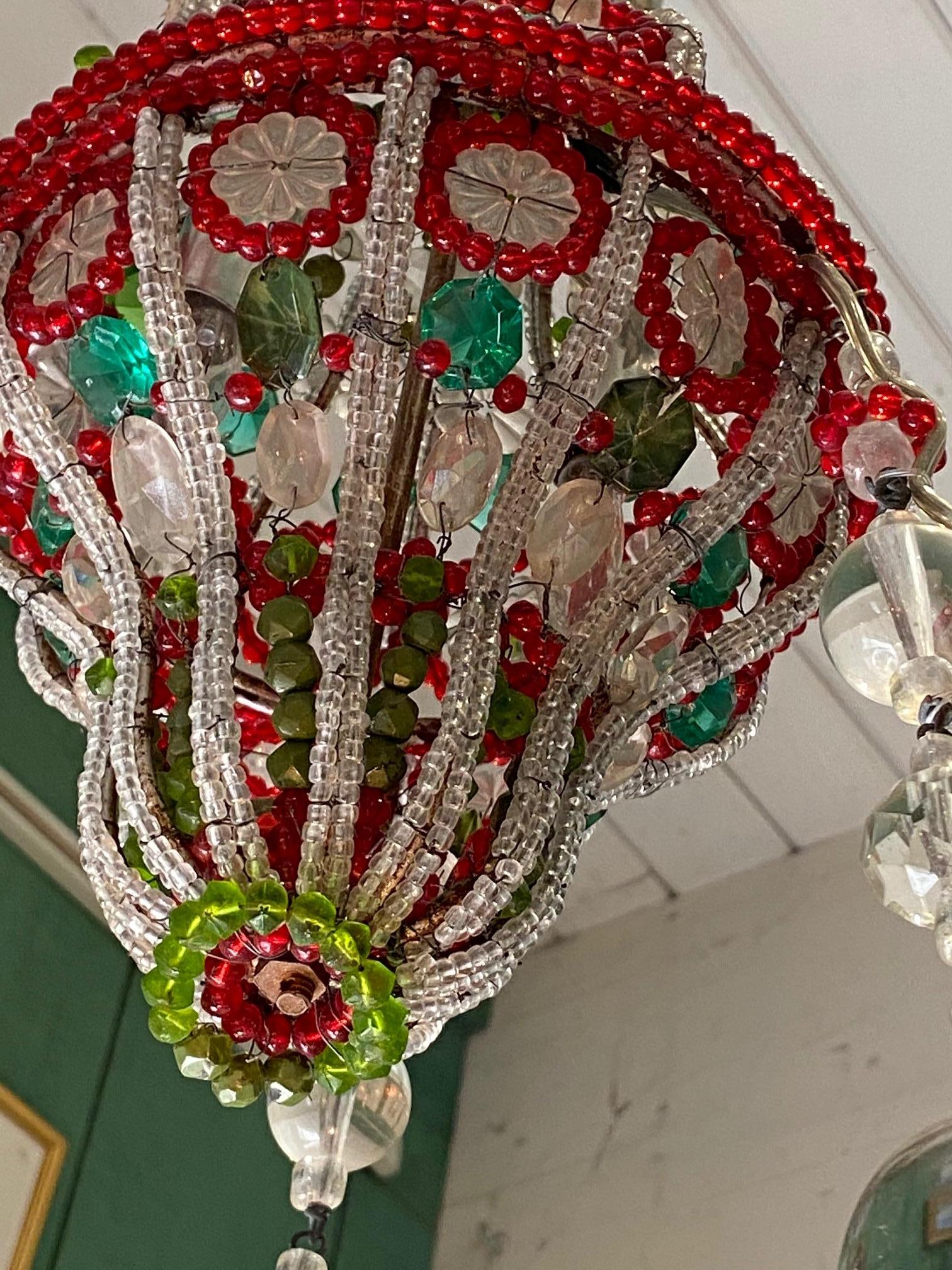 Lustre à suspension vénitien ancien en verre, lampe de plafond et lanterne, XVIIIe siècle en vente 7