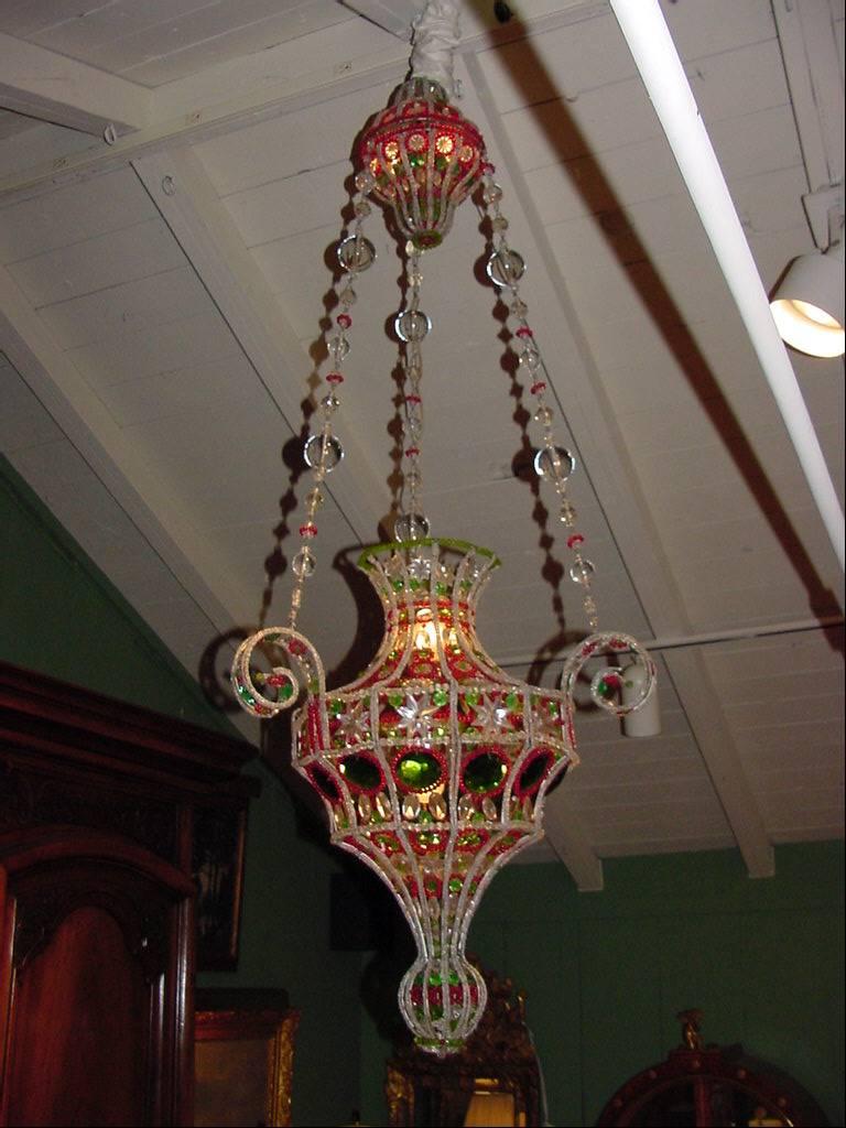 Antique Venetian Pendant Chandelier Ceiling Hanging Glass Lantern Light 18th C For Sale 9