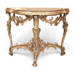 Italian Venetian Gilt Marble Console Table