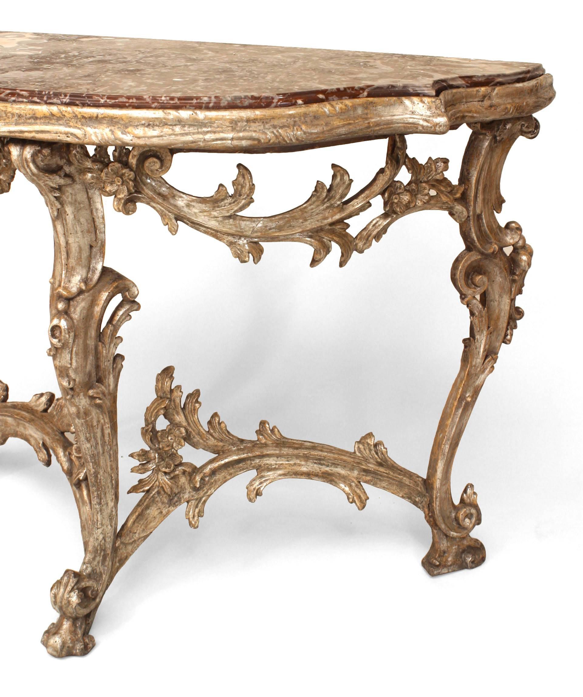 Rococo Italian Venetian Gilt Marble Console Table For Sale