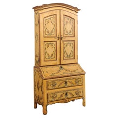 Antique 18th C. Venetian Tall Secretary Cabinet with Beautiful Hand-Painted Finish