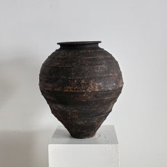 18Th C. Wabi Sabi Primitive Black Terracotta Portuguese Vessel
