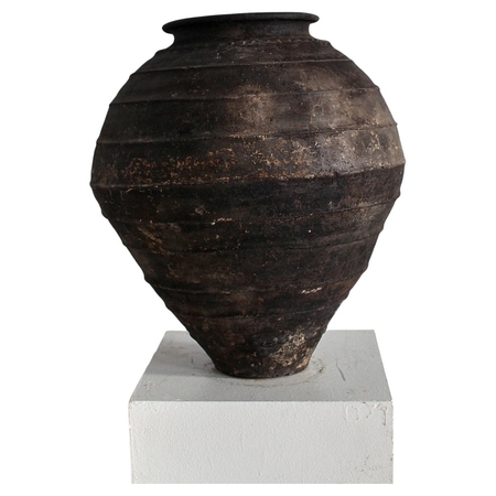 18Th C. Wabi Sabi Primitive Black Terracotta Portuguese Vessel
