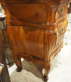 18th C. Walnut Bordelaise Commode Bombé with Breccia Macchia Vecchia Marble Top