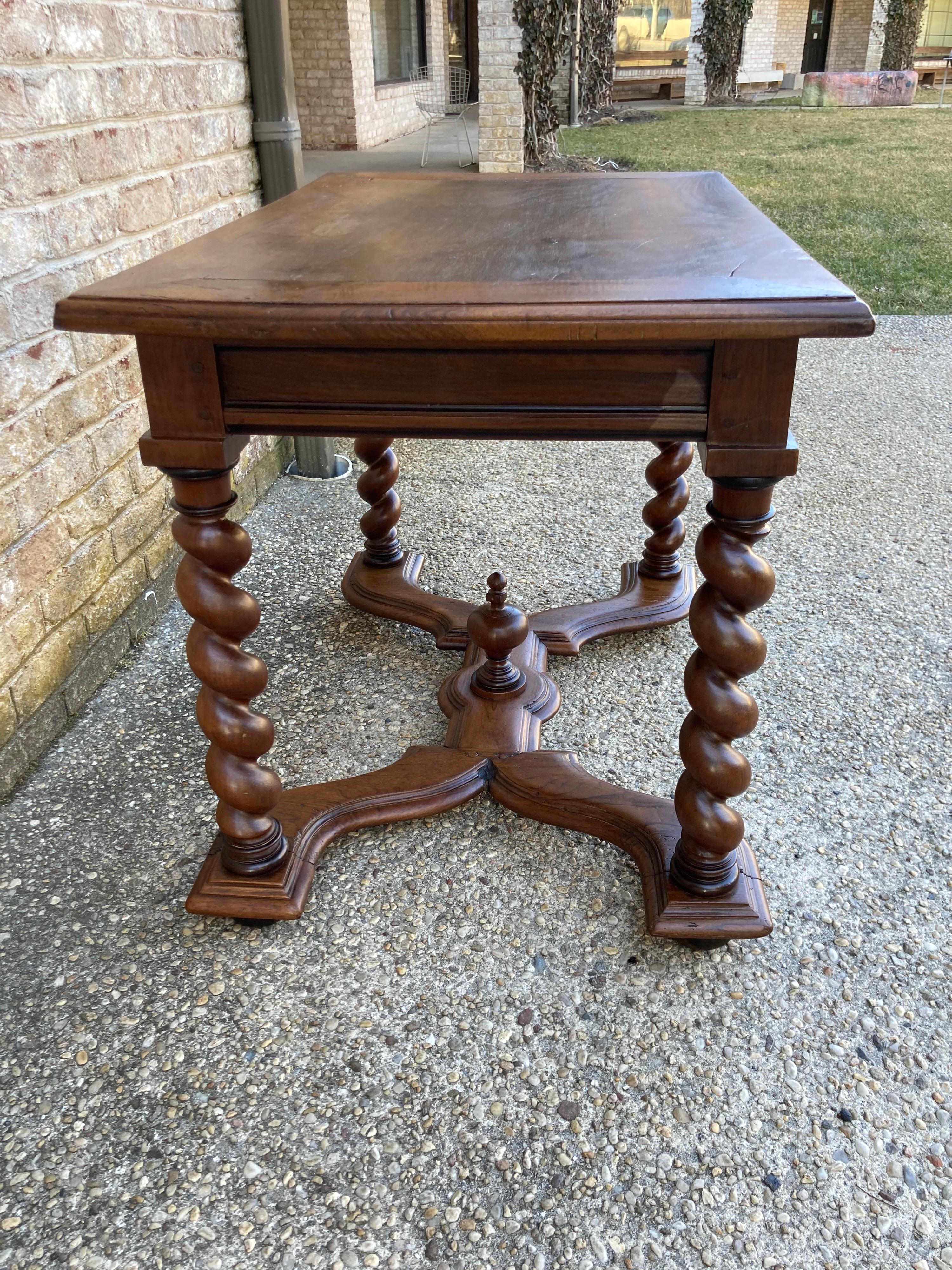 18th Century 18th C. Walnut Table / Desk with Twisted Legs For Sale