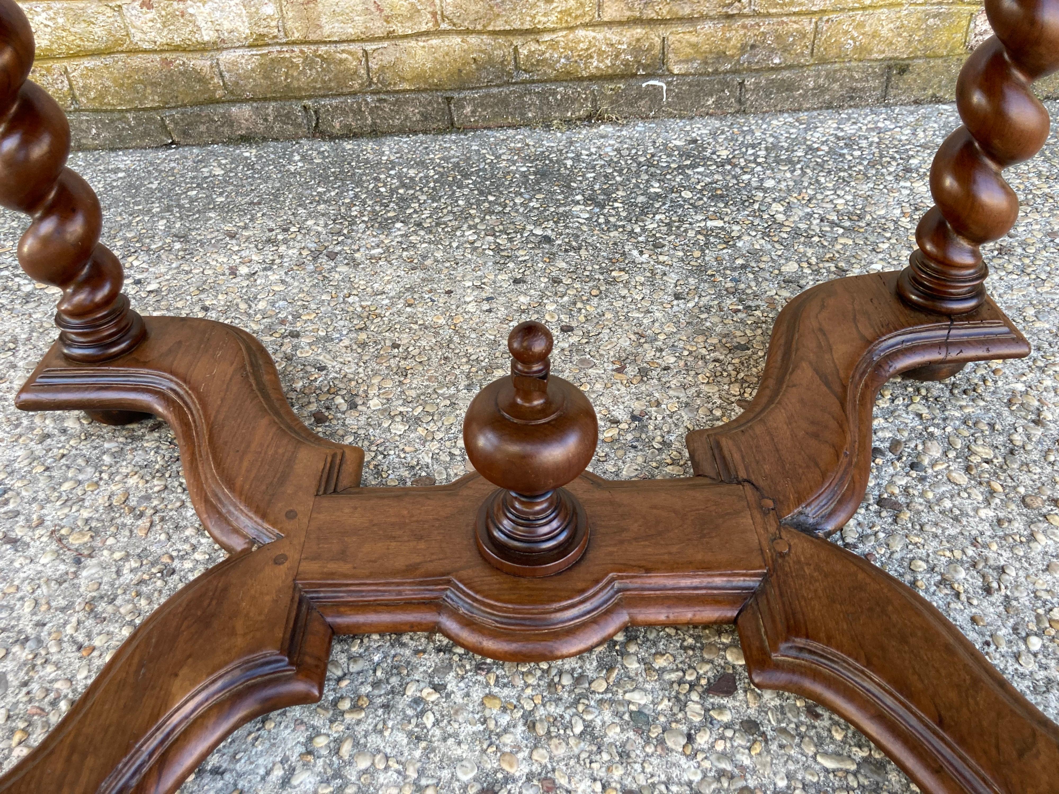 18th C. Walnut Table / Desk with Twisted Legs For Sale 2