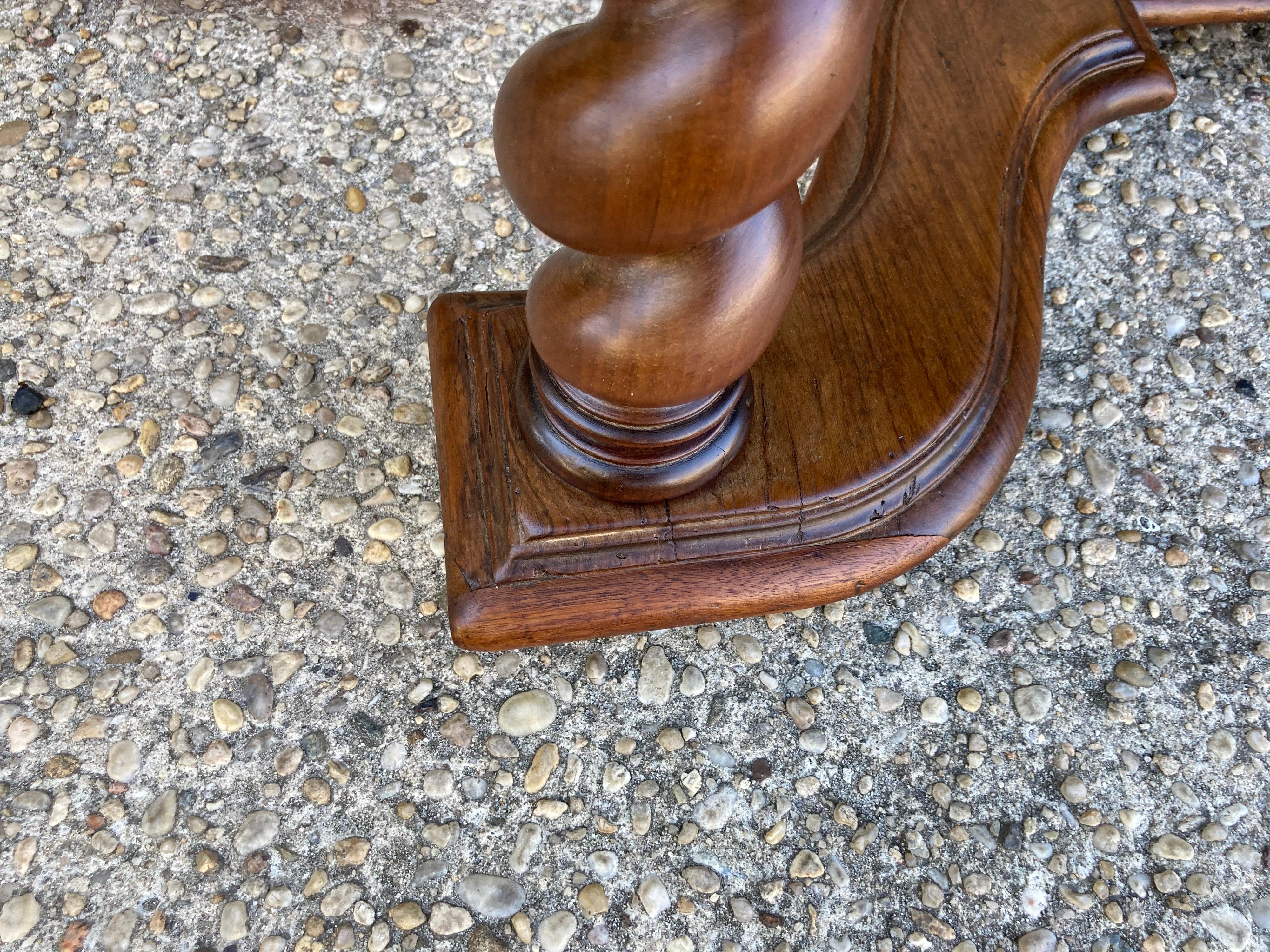 18th C. Walnut Table / Desk with Twisted Legs For Sale 4