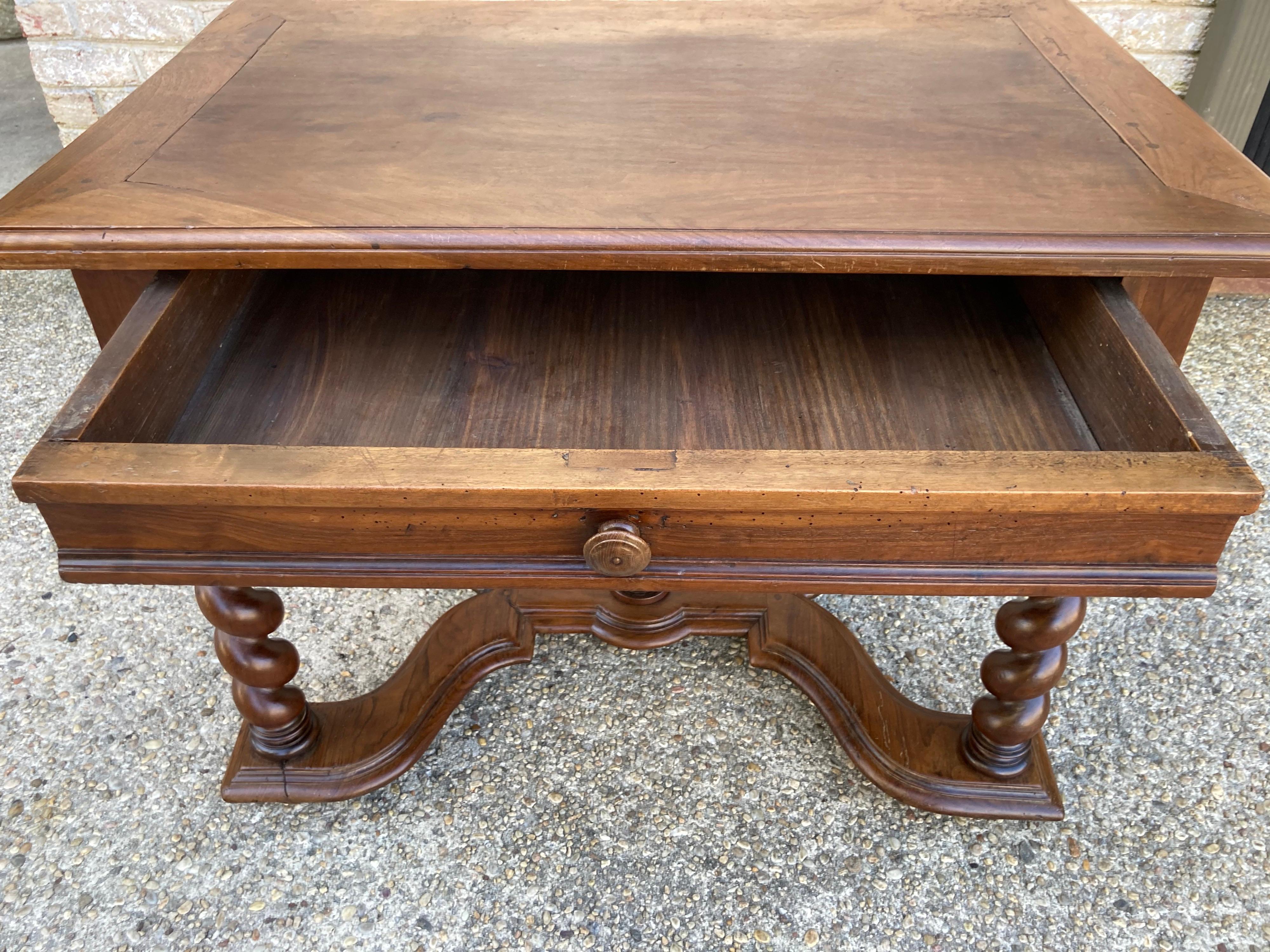 18th C. Walnut Table / Desk with Twisted Legs For Sale 5