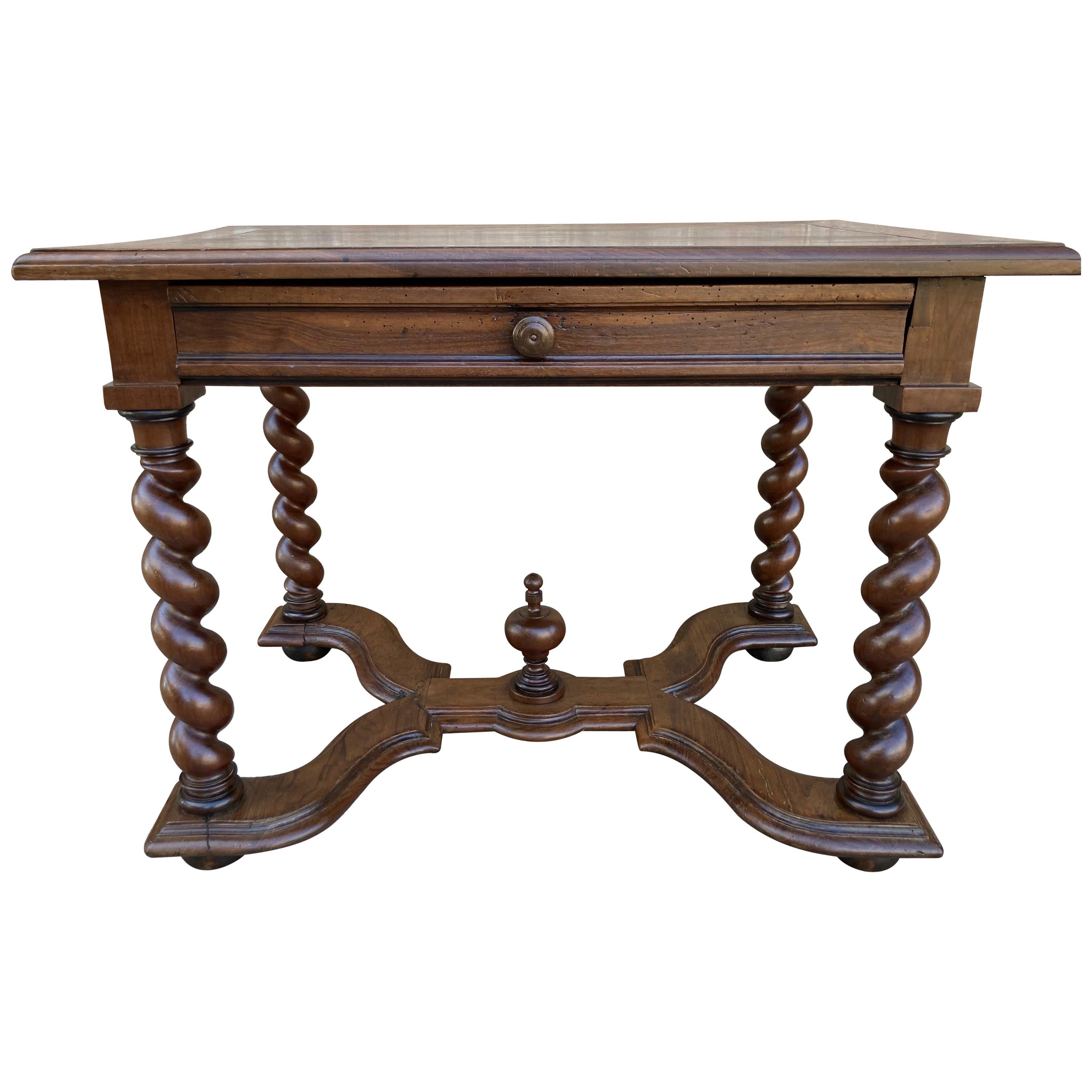 18th C. Walnut Table / Desk with Twisted Legs