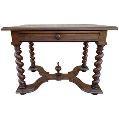 18th C. Walnut Table / Desk with Twisted Legs
