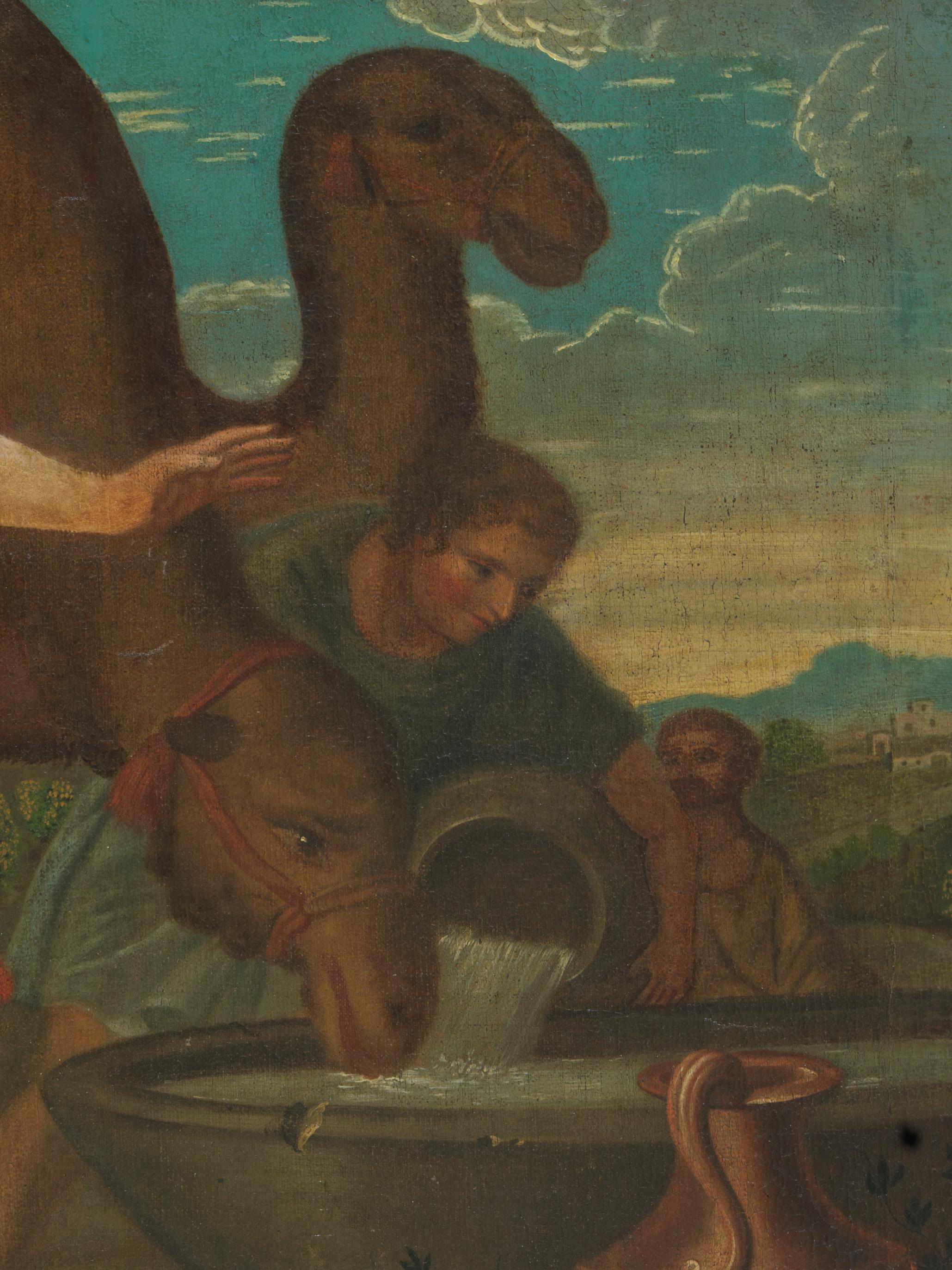 18th Century, Willem Muys, Rebekka and Eliëzer at the Water Source, Oil on In Good Condition For Sale In Leuven , BE