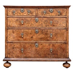 Antique 18th C. William And Mary Style Burl Chest