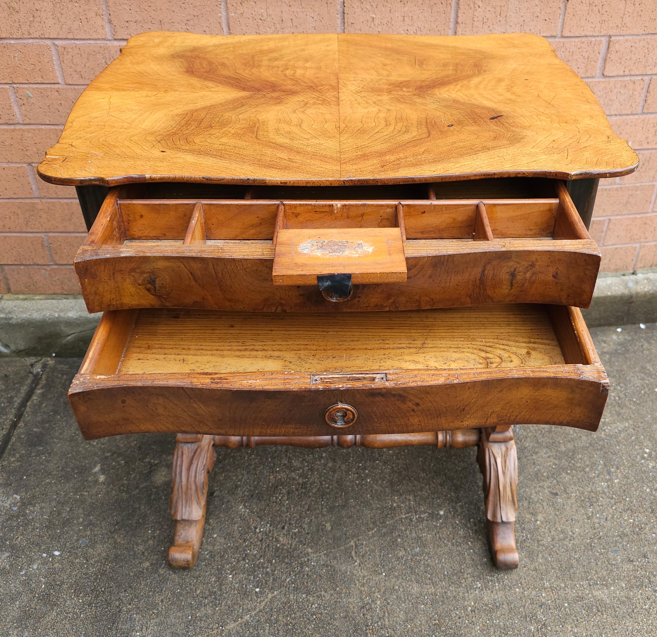 18th C. William IV Style Refinished Mahogany Two Drawer Sewing Table  Work Table For Sale 6