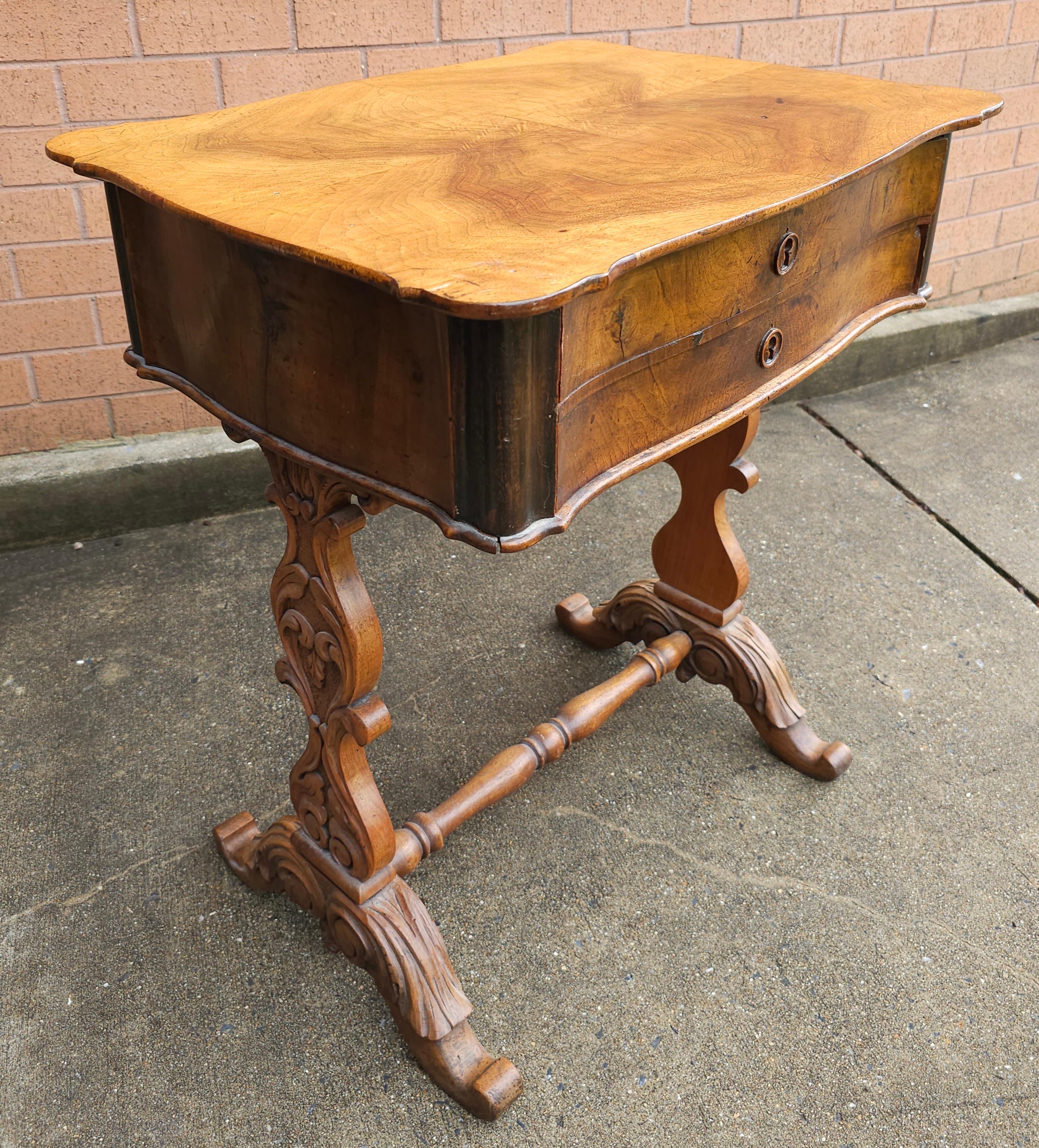 18th Century 18th C. William IV Style Refinished Mahogany Two Drawer Sewing Table  Work Table For Sale