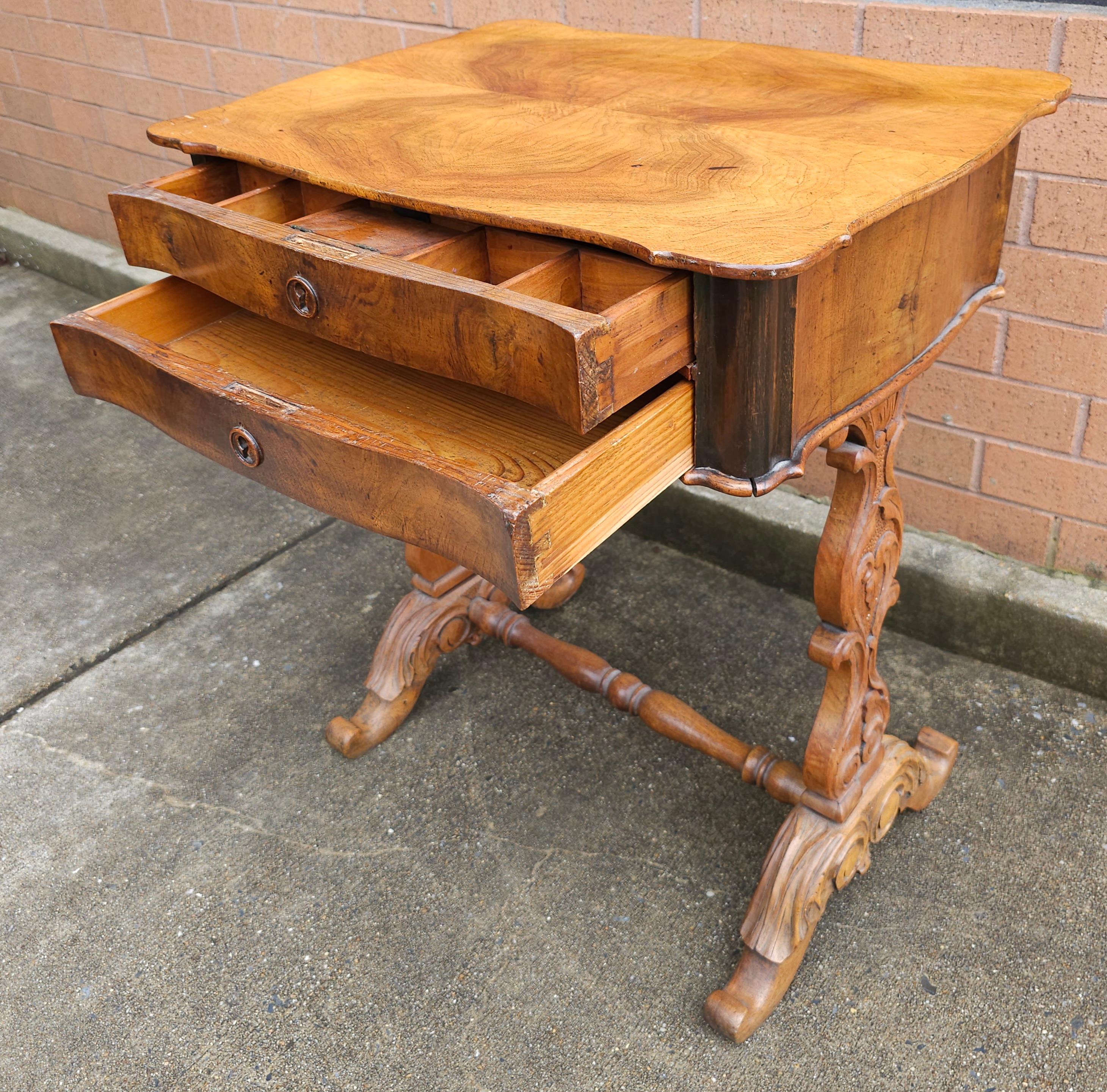 18th C. William IV Style Refinished Mahogany Two Drawer Sewing Table  Work Table For Sale 2