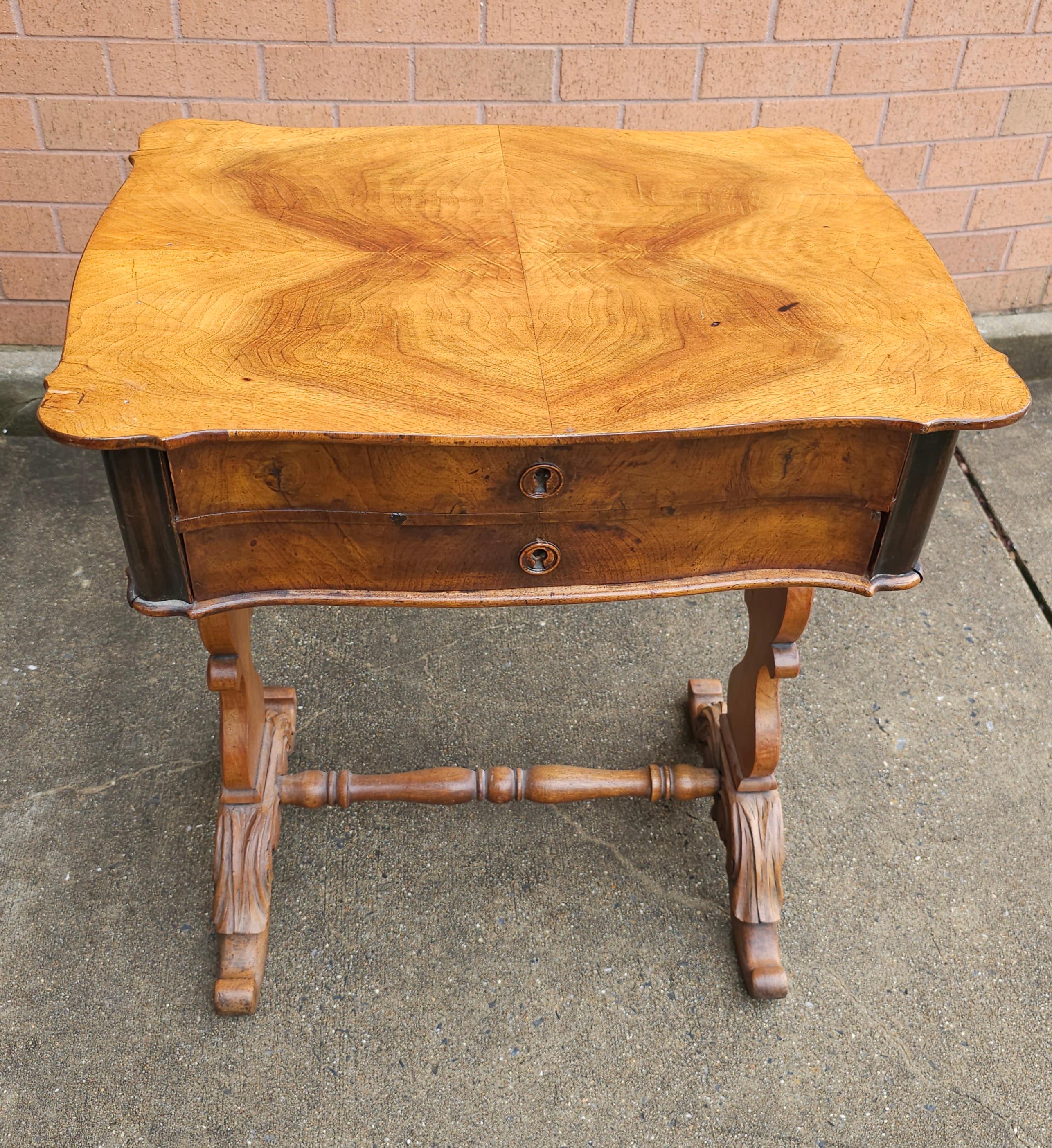 18th C. William IV Style Refinished Mahogany Two Drawer Sewing Table  Work Table For Sale 3