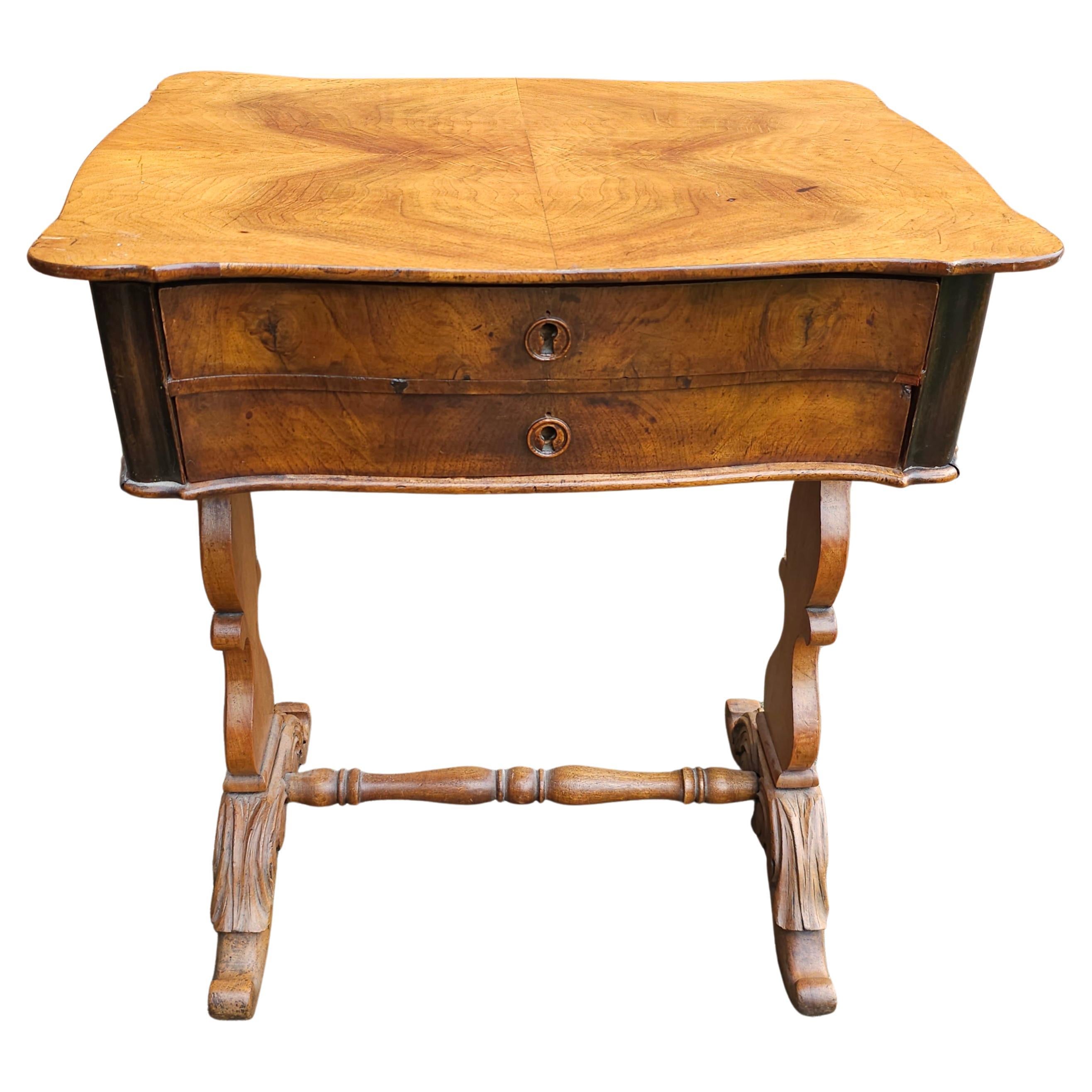 18th C. William IV Style Refinished Mahogany Two Drawer Sewing Table  Work Table For Sale