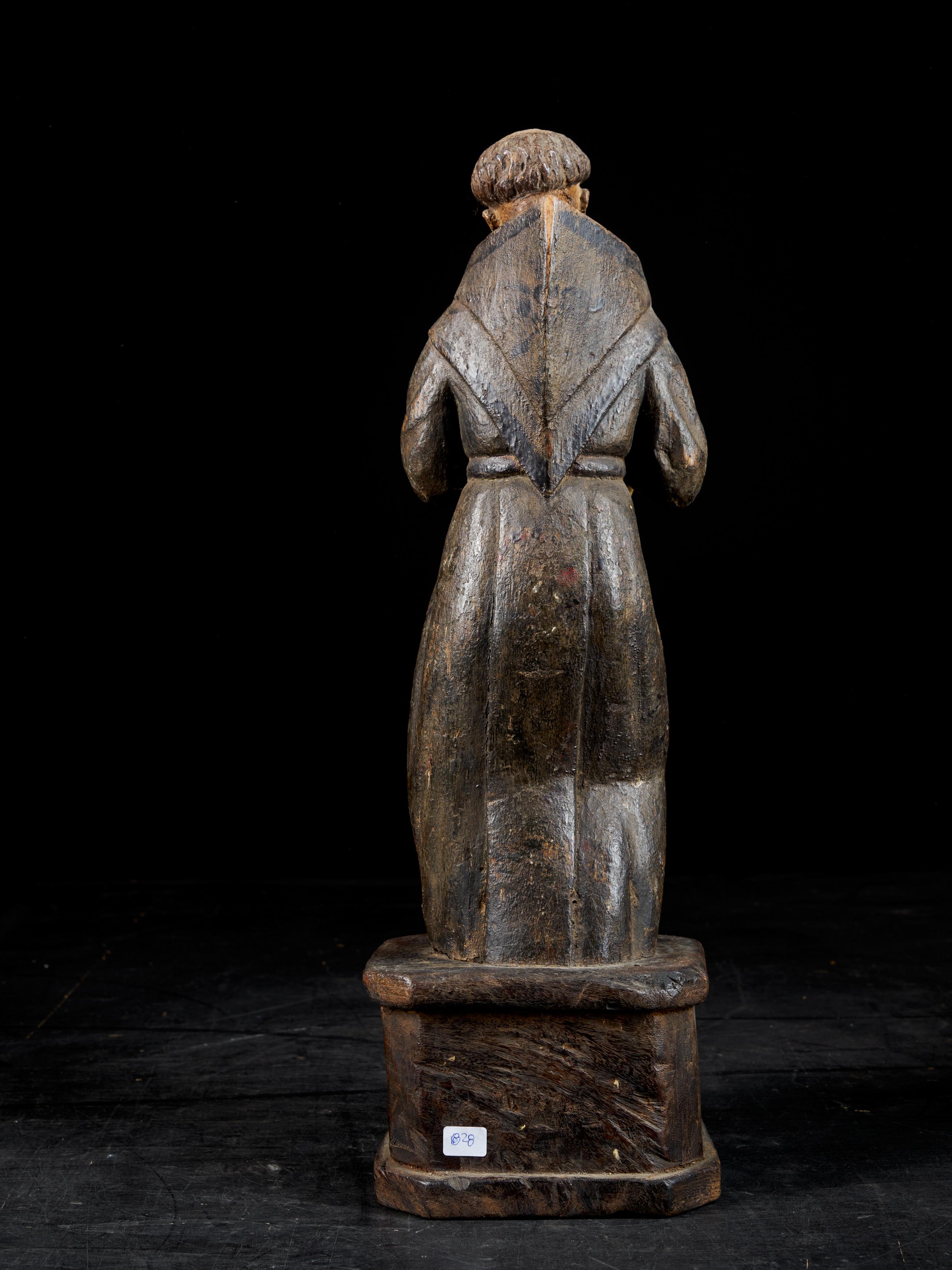 18th Century Wooden Polychromed Sculpture of Saint Anthony Carrying Jesus In Fair Condition In Leuven , BE