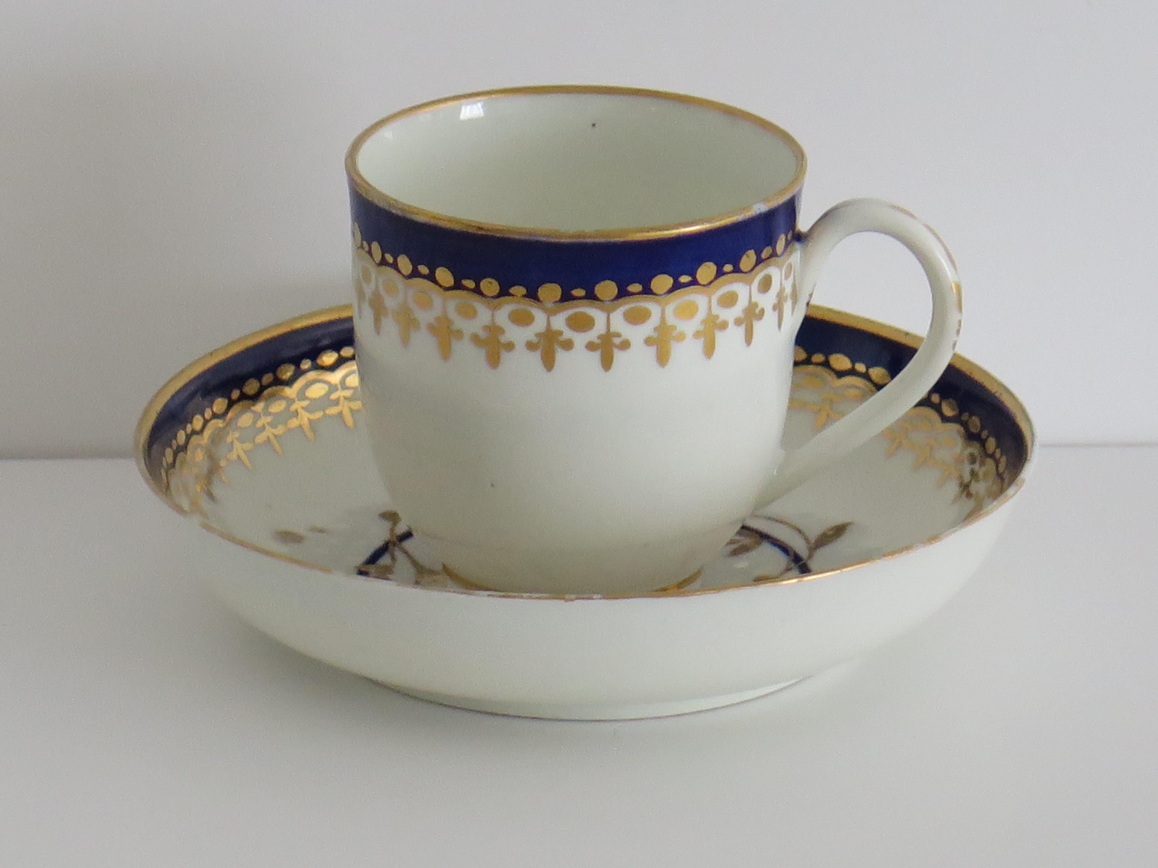 18th Century and Earlier 18th C Worcester Porcelain Trio of Coffee Cup Tea Bowl and Saucer, circa 1780 For Sale