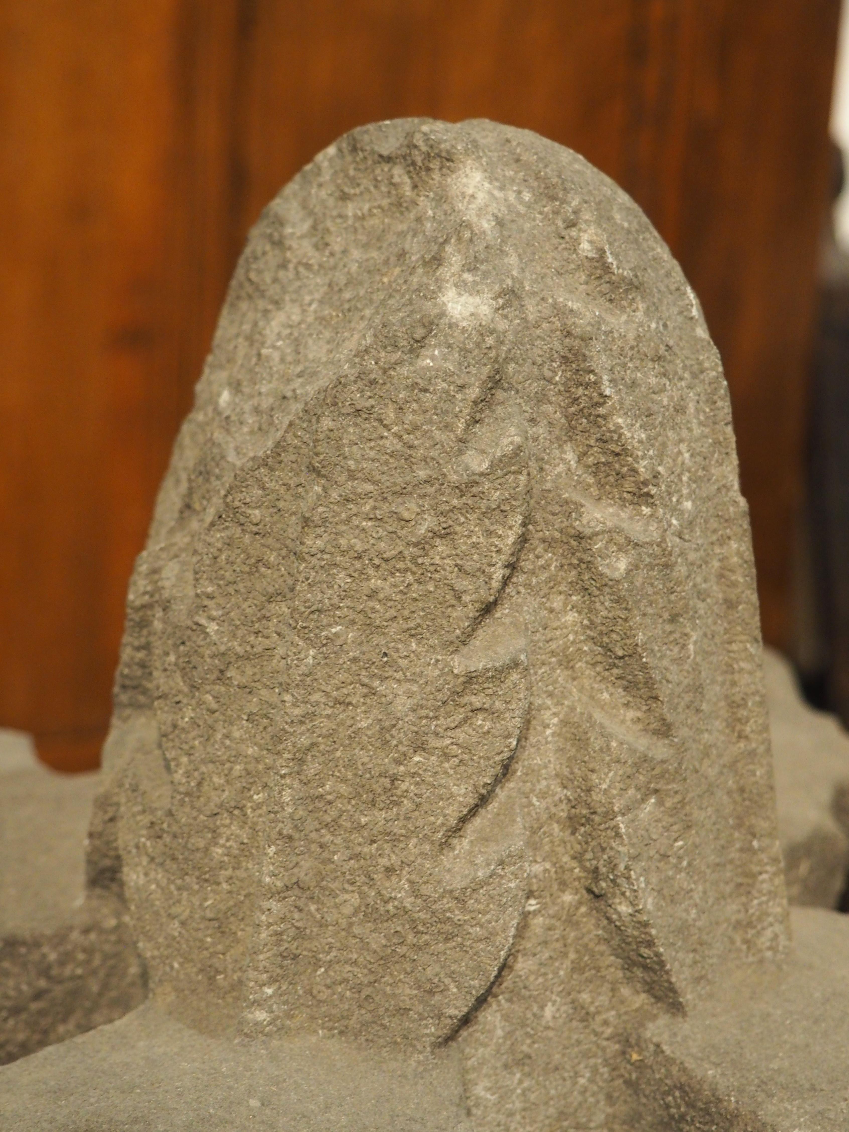18th Carved Belgian Granite Roof Finial on Contemporary Wooden Plinth For Sale 4