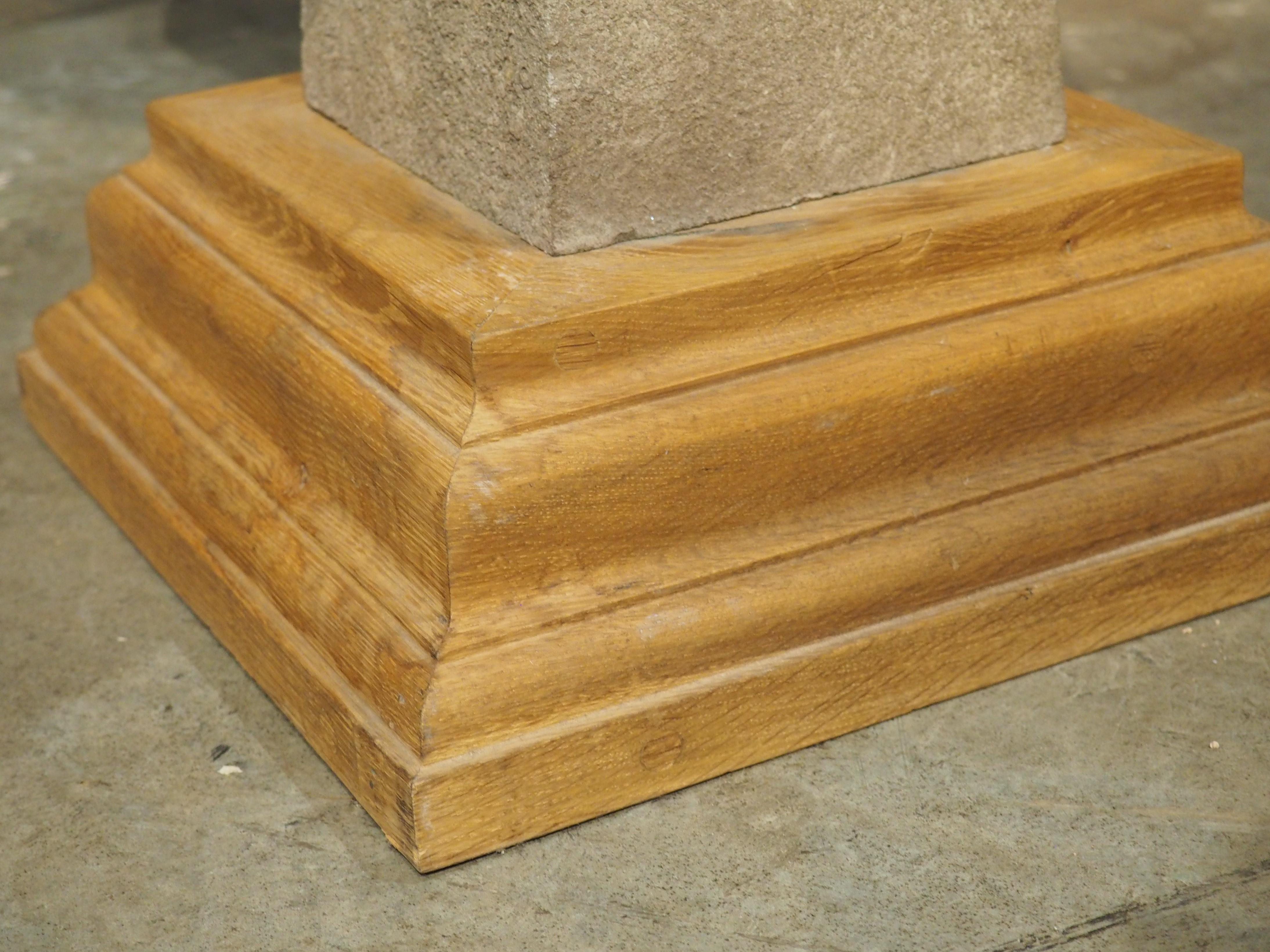 18th Carved Belgian Granite Roof Finial on Contemporary Wooden Plinth For Sale 6