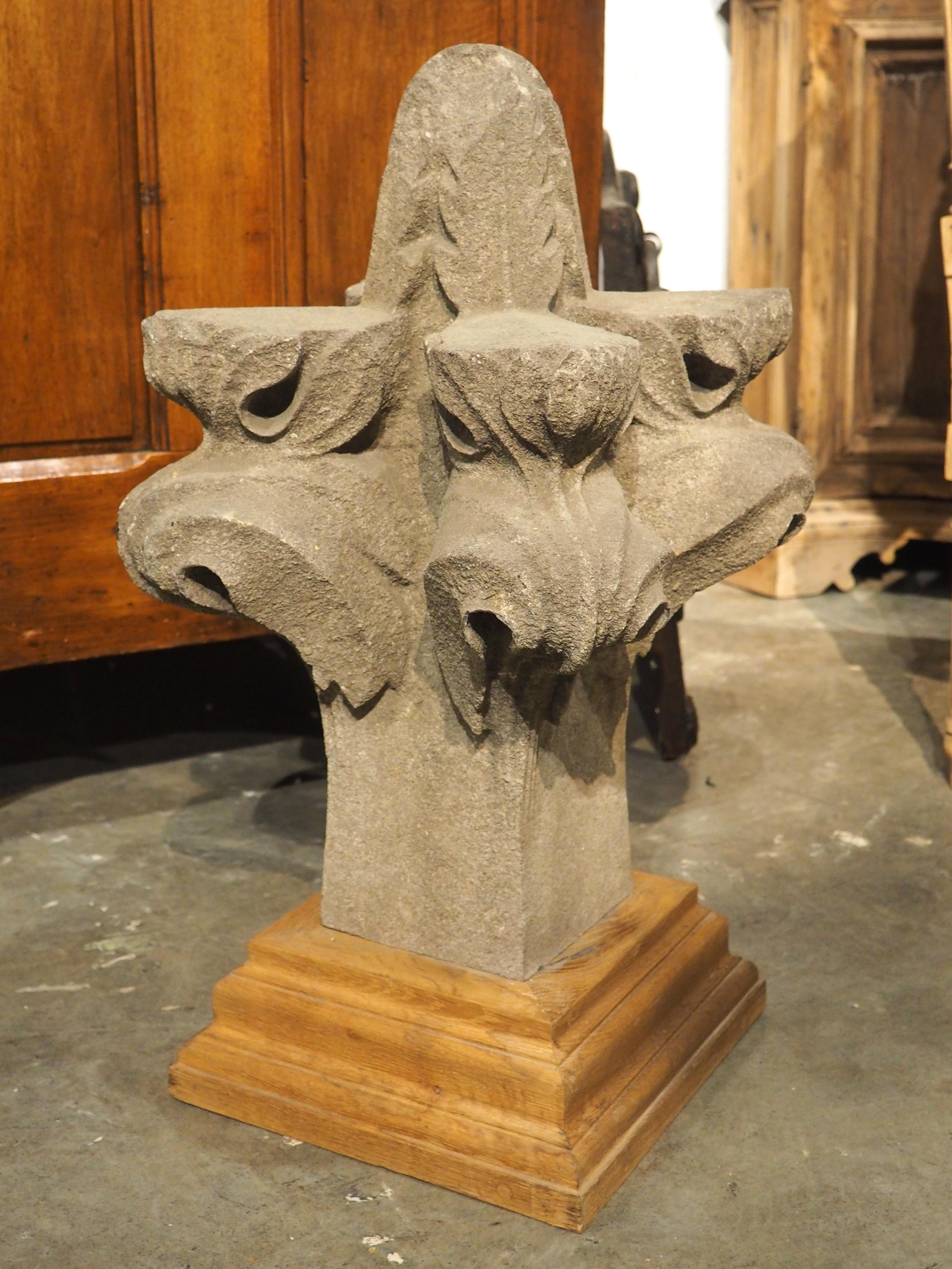 18th Carved Belgian Granite Roof Finial on Contemporary Wooden Plinth For Sale 7