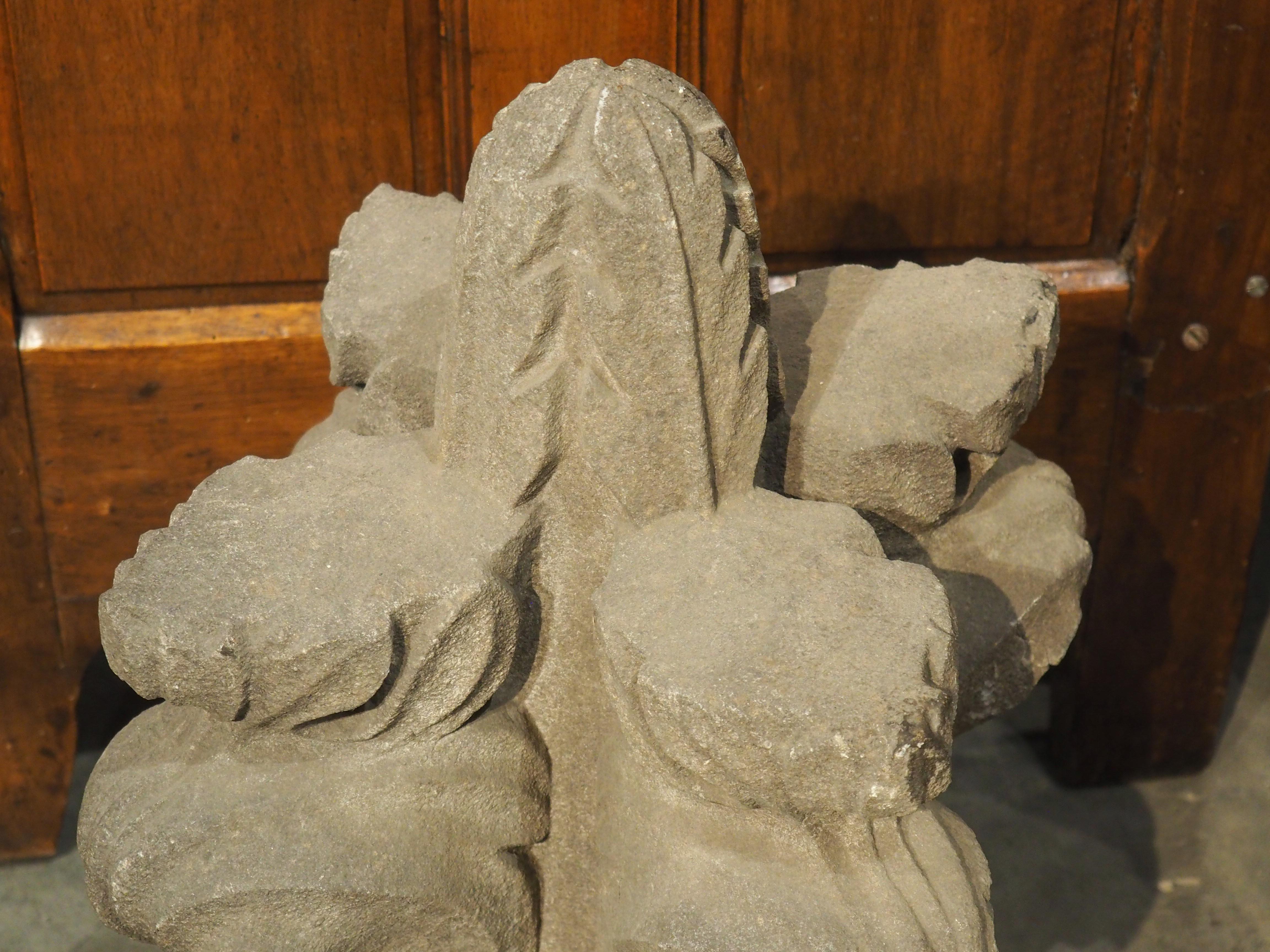 18th Century and Earlier 18th Carved Belgian Granite Roof Finial on Contemporary Wooden Plinth For Sale