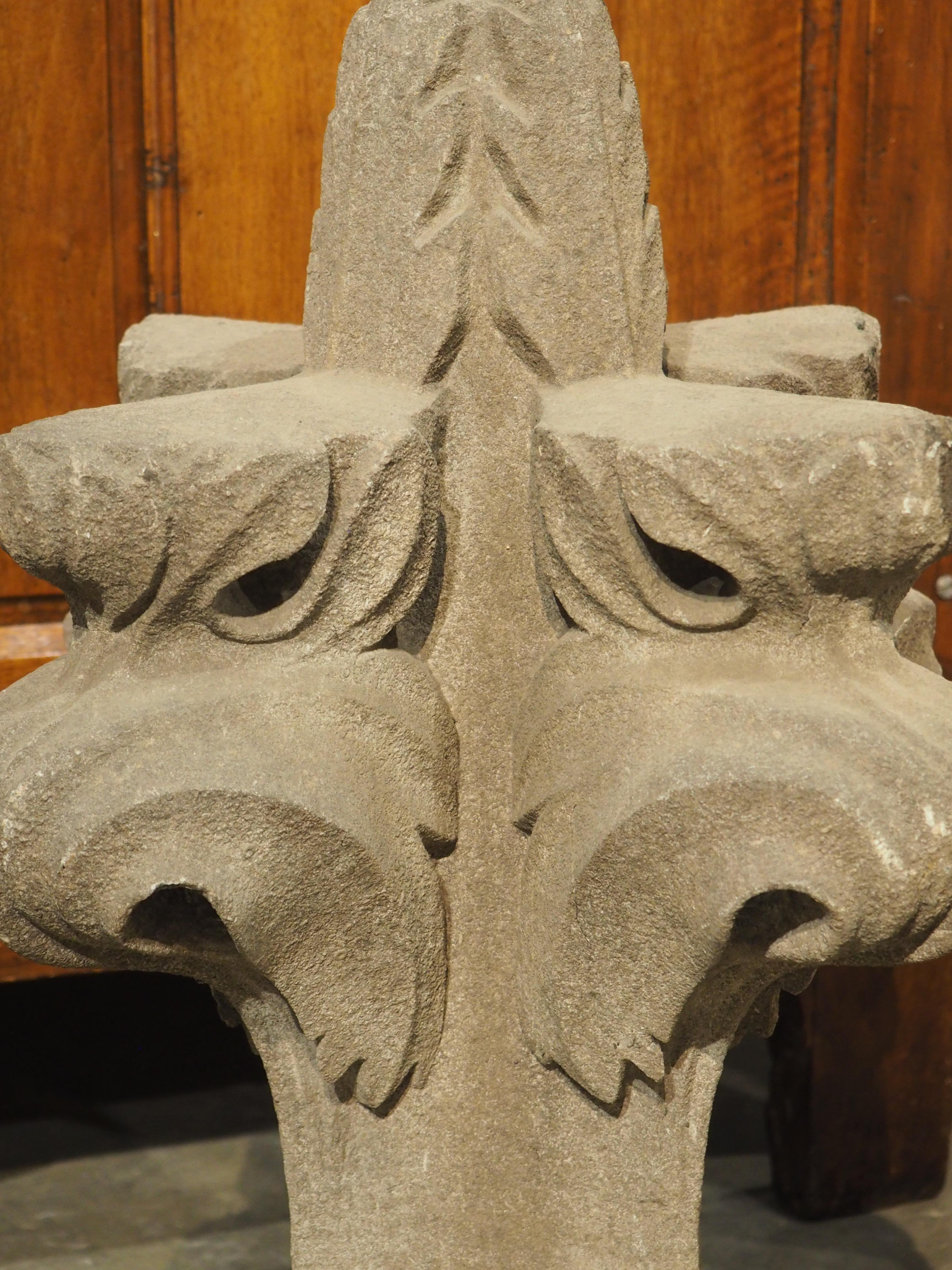 18th Carved Belgian Granite Roof Finial on Contemporary Wooden Plinth For Sale 1