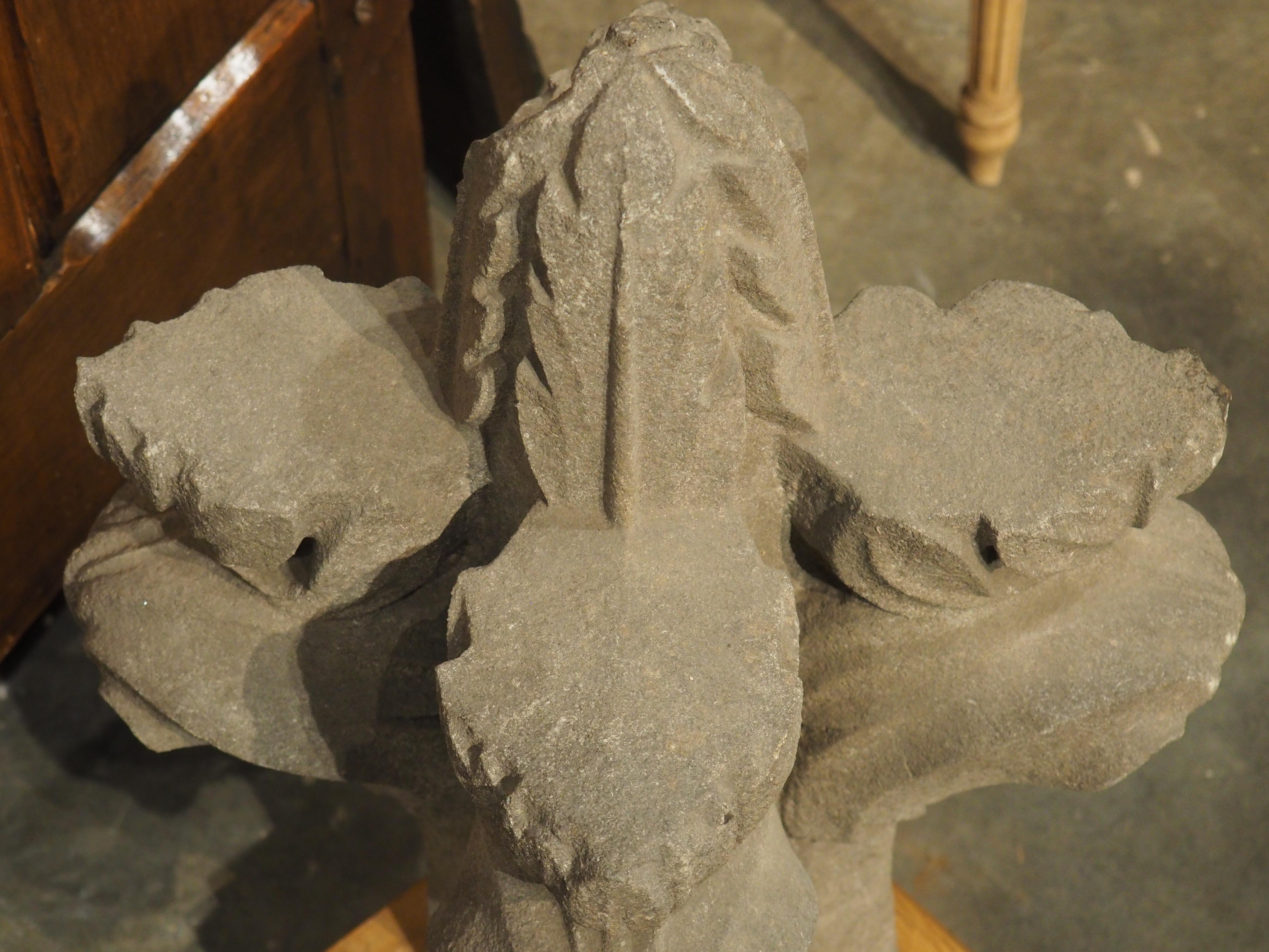 18th Carved Belgian Granite Roof Finial on Contemporary Wooden Plinth For Sale 3