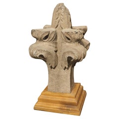 18th Carved Belgian Granite Roof Finial on Contemporary Wooden Plinth