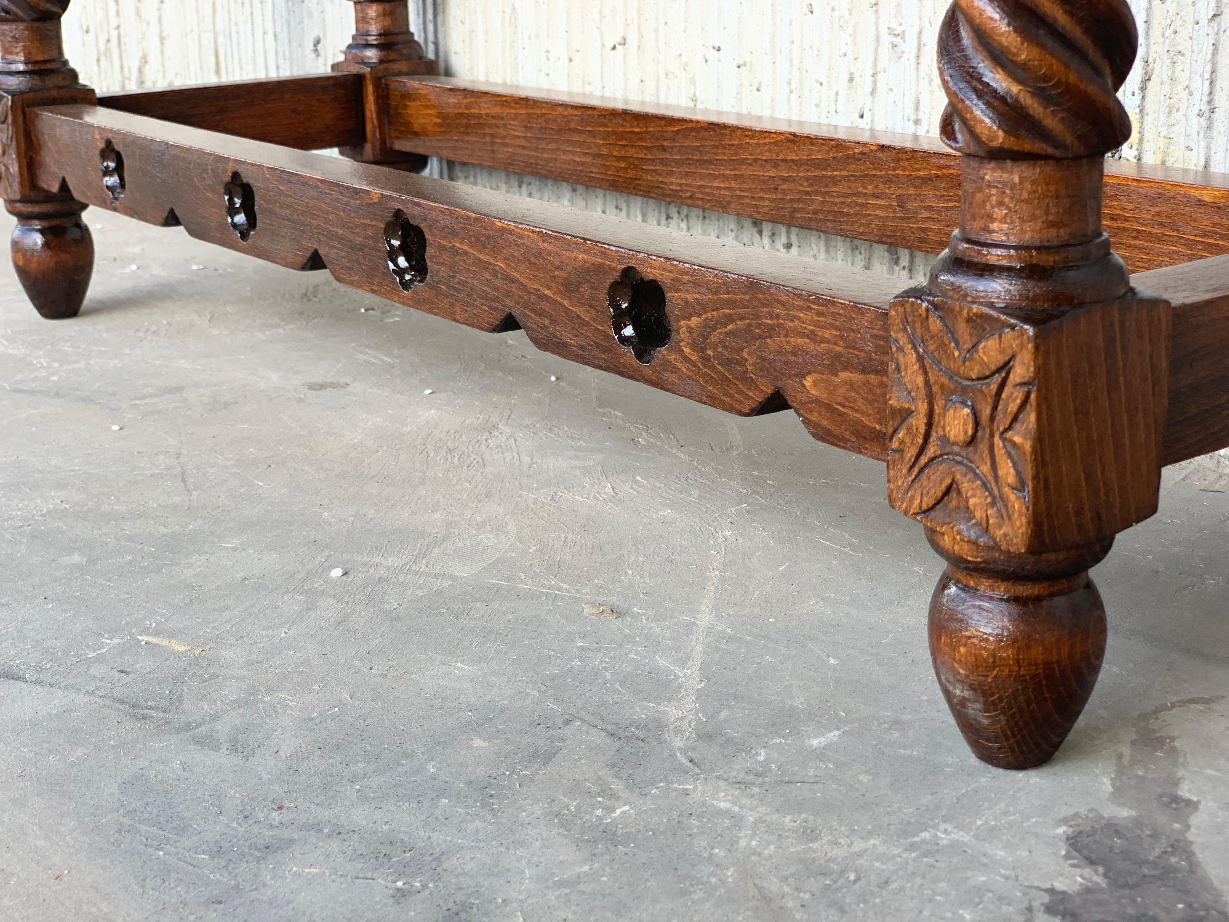 18th Carved Two-Drawer Baroque Spanish Walnut Console Table with Iron Hardware 3