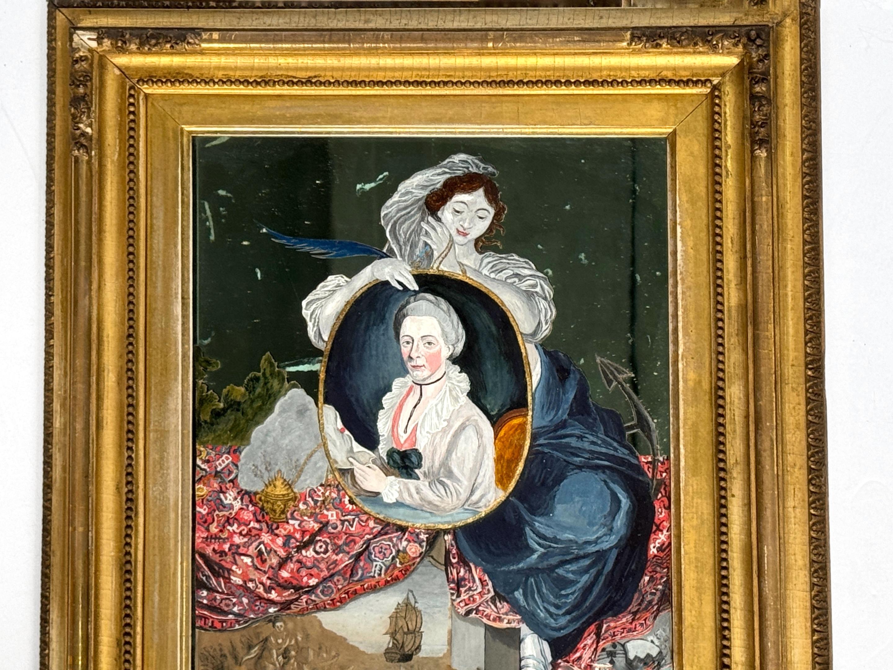 Siglo XVIII Pintura de China Trade sobre espejo Retrato de Catharina van Braam Houckgeest en venta 3