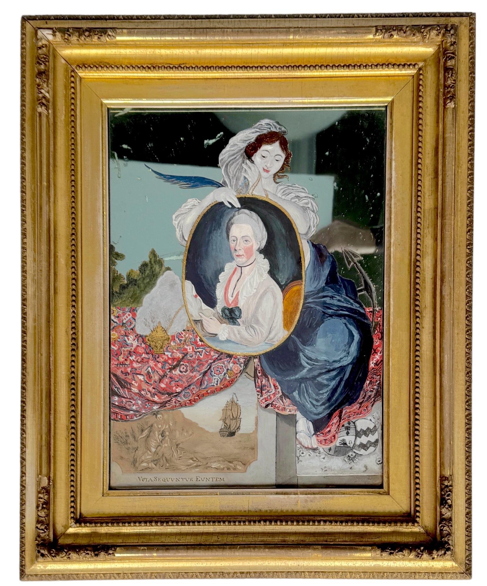 Siglo XVIII Pintura de China Trade sobre espejo Retrato de Catharina van Braam Houckgeest en venta 4