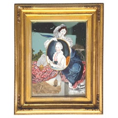 18th C.China Trade Painting on Mirror Portrait of Catharina van Braam Houckgeest