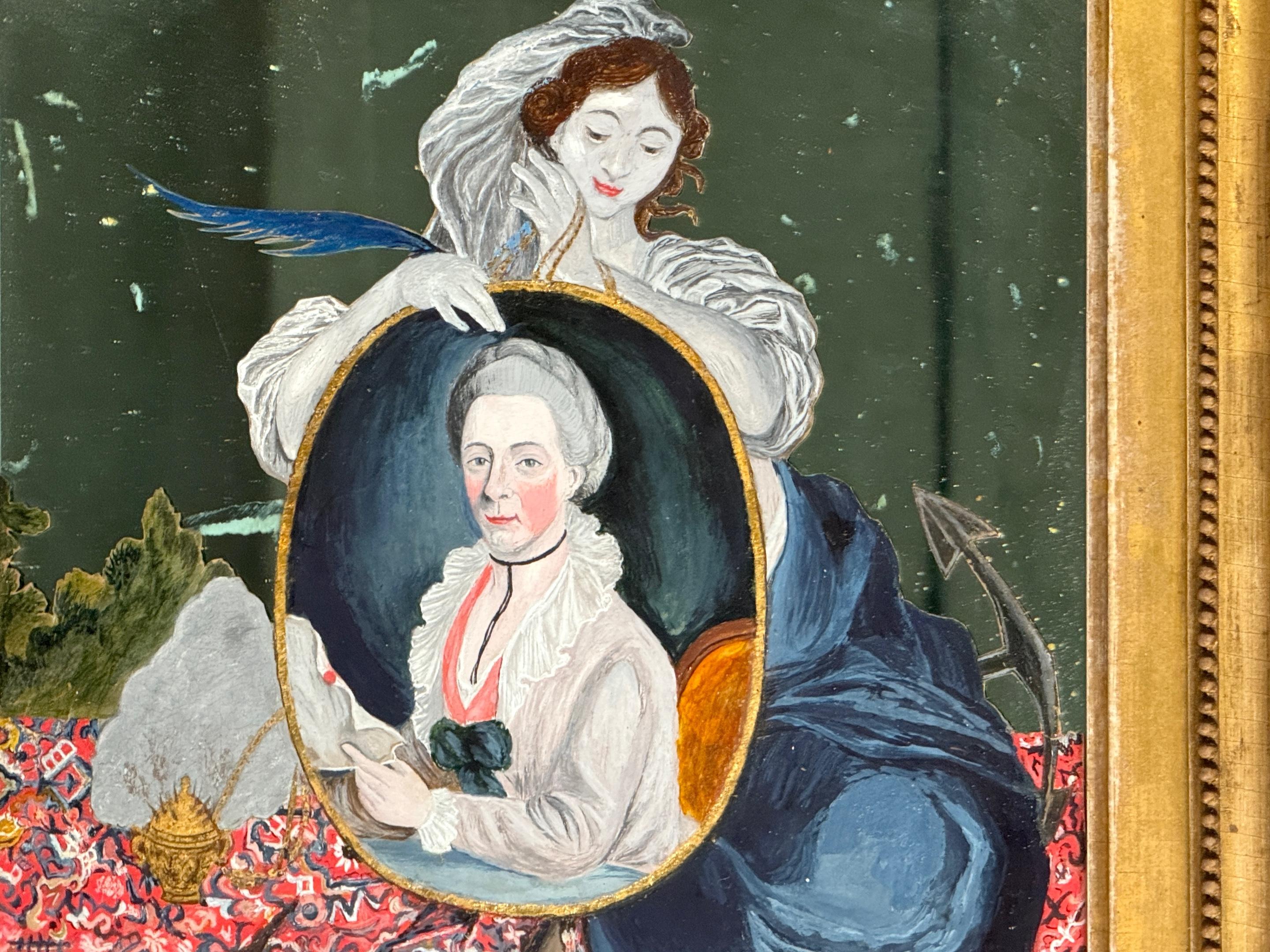 Siglo XVIII Pintura de China Trade sobre espejo Retrato de Catharina van Braam Houckgeest en Bueno estado para la venta en West Palm Beach, FL
