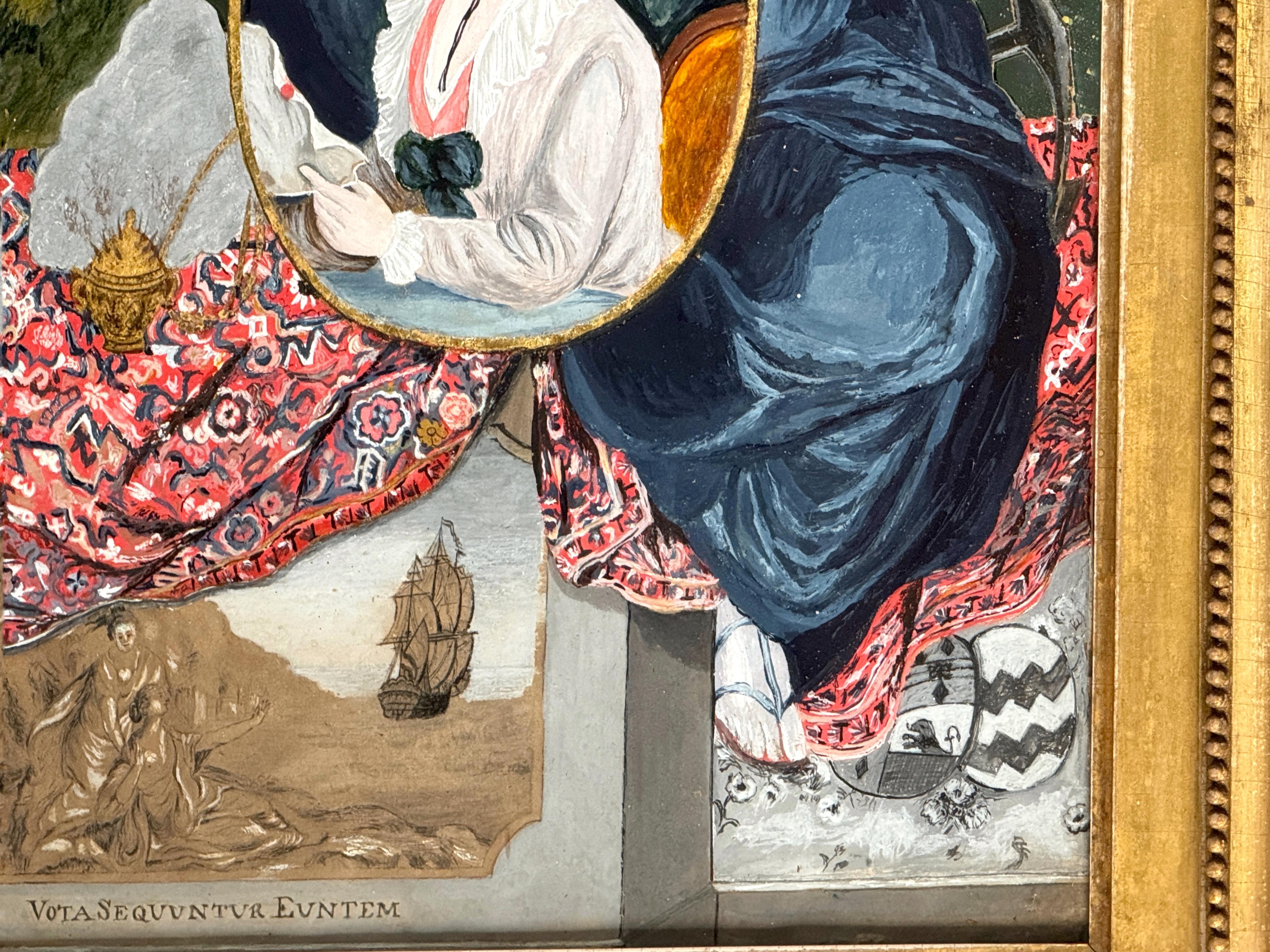 Siglo XVIII Pintura de China Trade sobre espejo Retrato de Catharina van Braam Houckgeest en venta 1