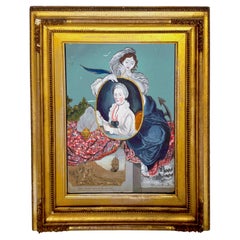 Siglo XVIII Pintura de China Trade sobre espejo Retrato de Catharina van Braam Houckgeest