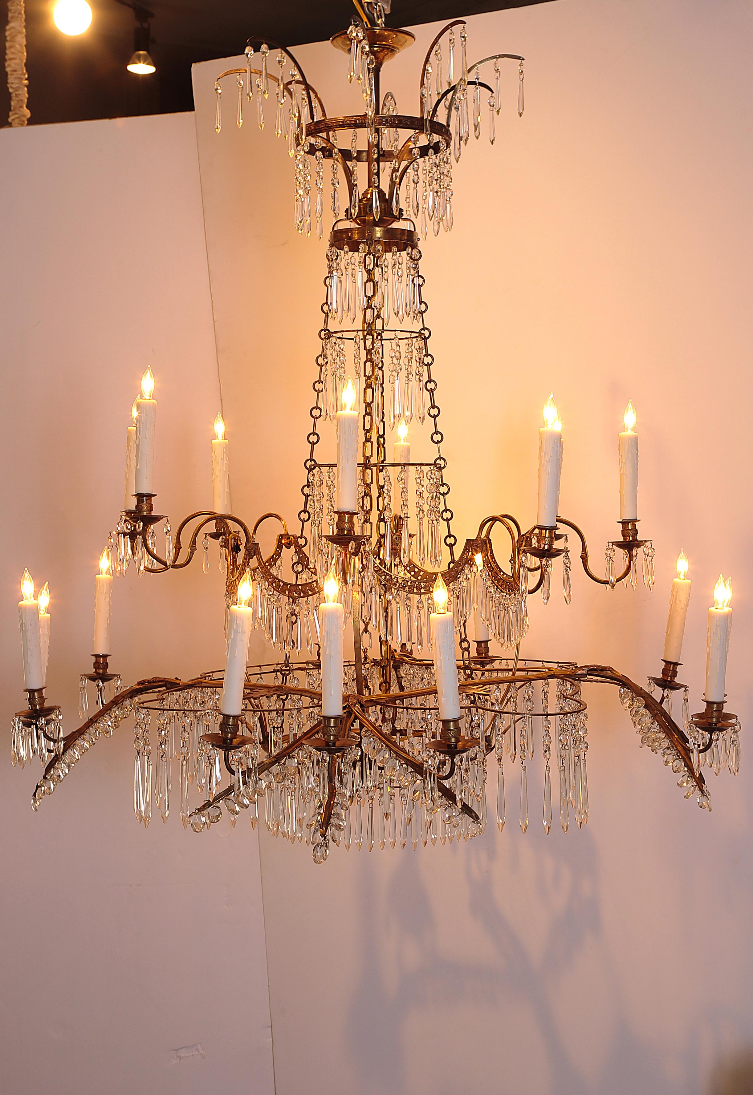 18th Century 20-Light Neoclassic Chandelier, German Probably Werner & Mieth For Sale 2