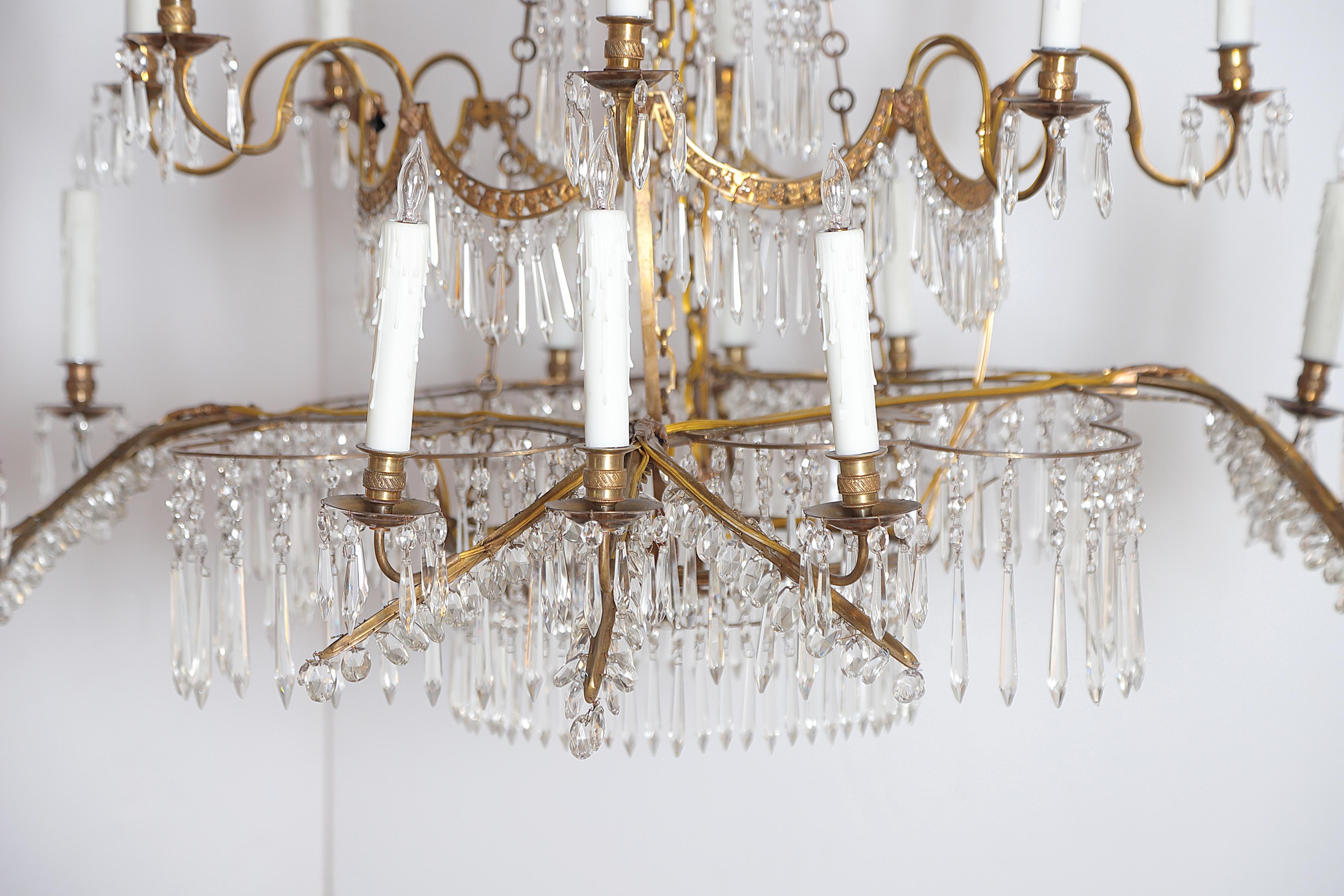 Neoclassical 18th Century 20-Light Neoclassic Chandelier, German Probably Werner & Mieth For Sale