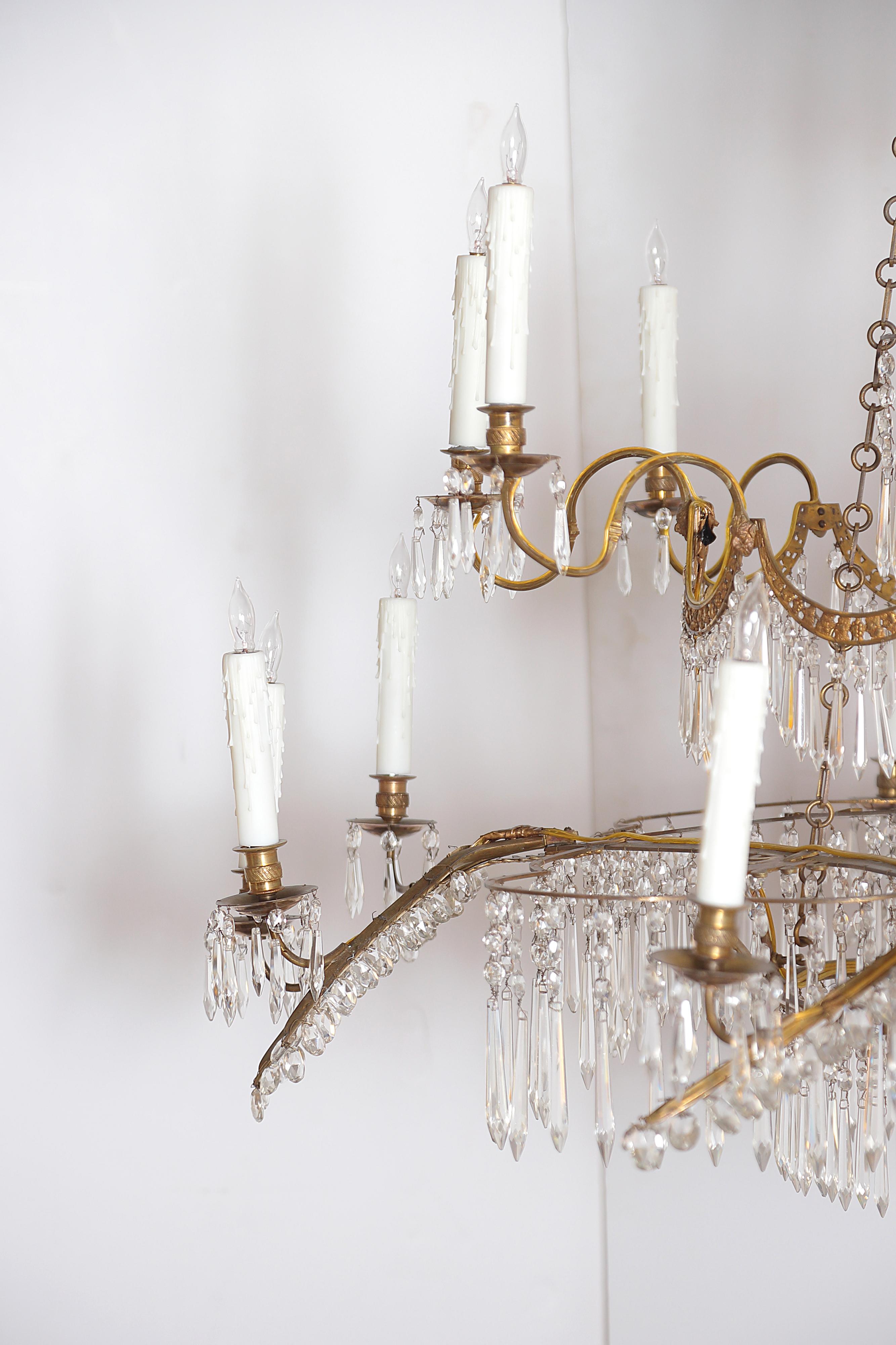 Gilt 18th Century 20-Light Neoclassic Chandelier, German Probably Werner & Mieth For Sale