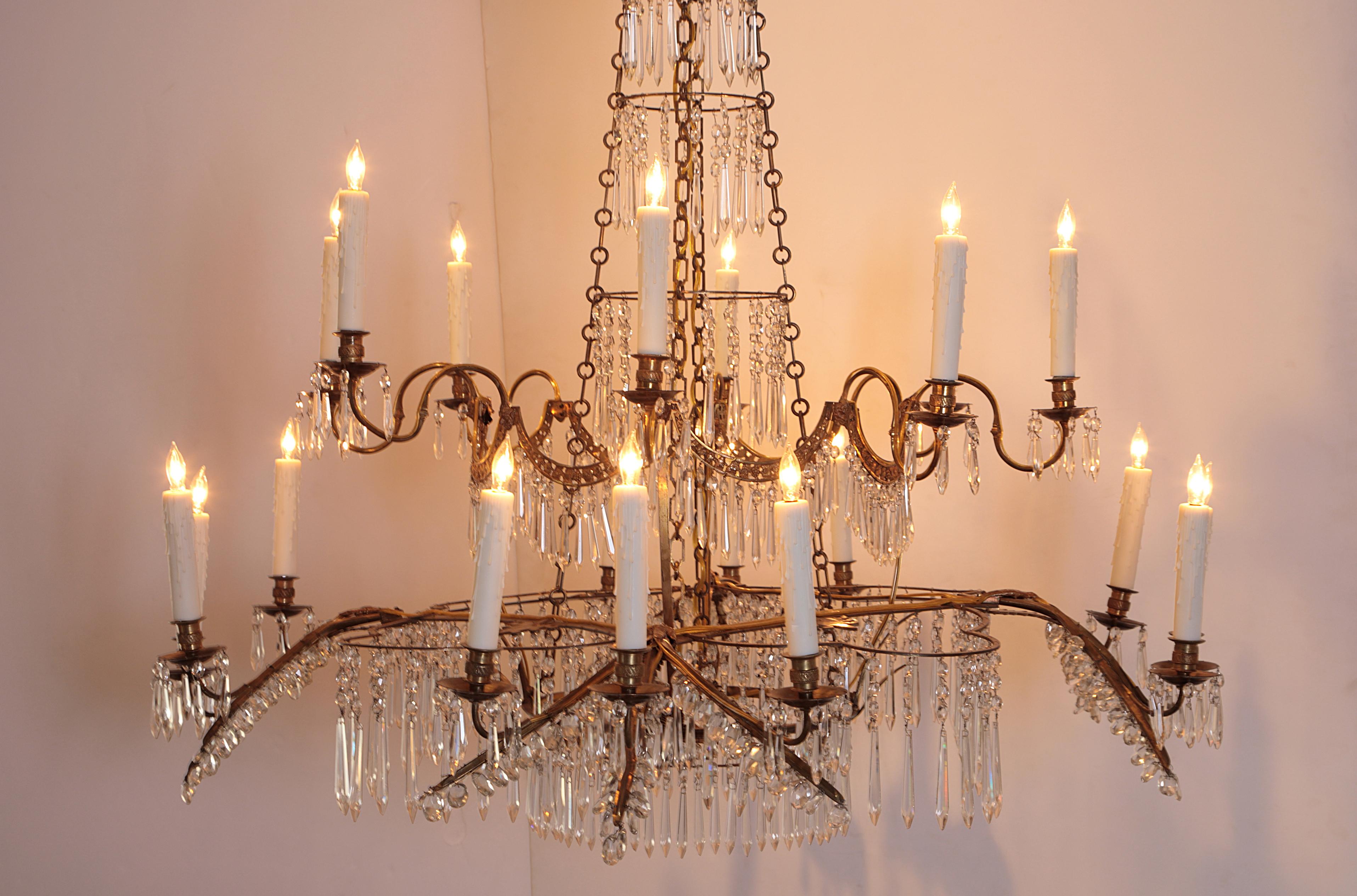 18th Century 20-Light Neoclassic Chandelier, German Probably Werner & Mieth For Sale 1